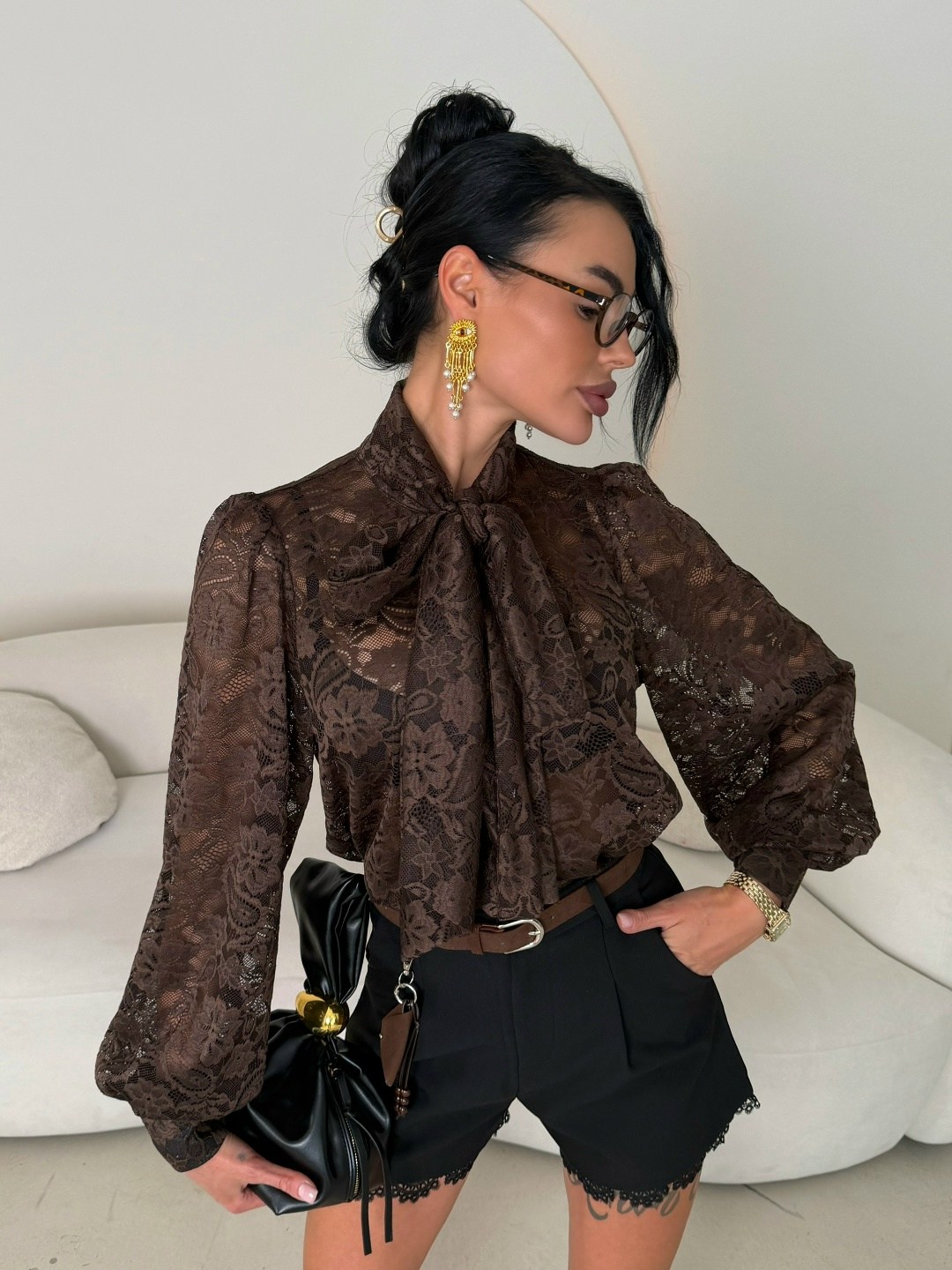 блузы,блуза кружевная с бантом emberens,блуза кружевная с бантом,шифоновая блузка,блузка из шифона