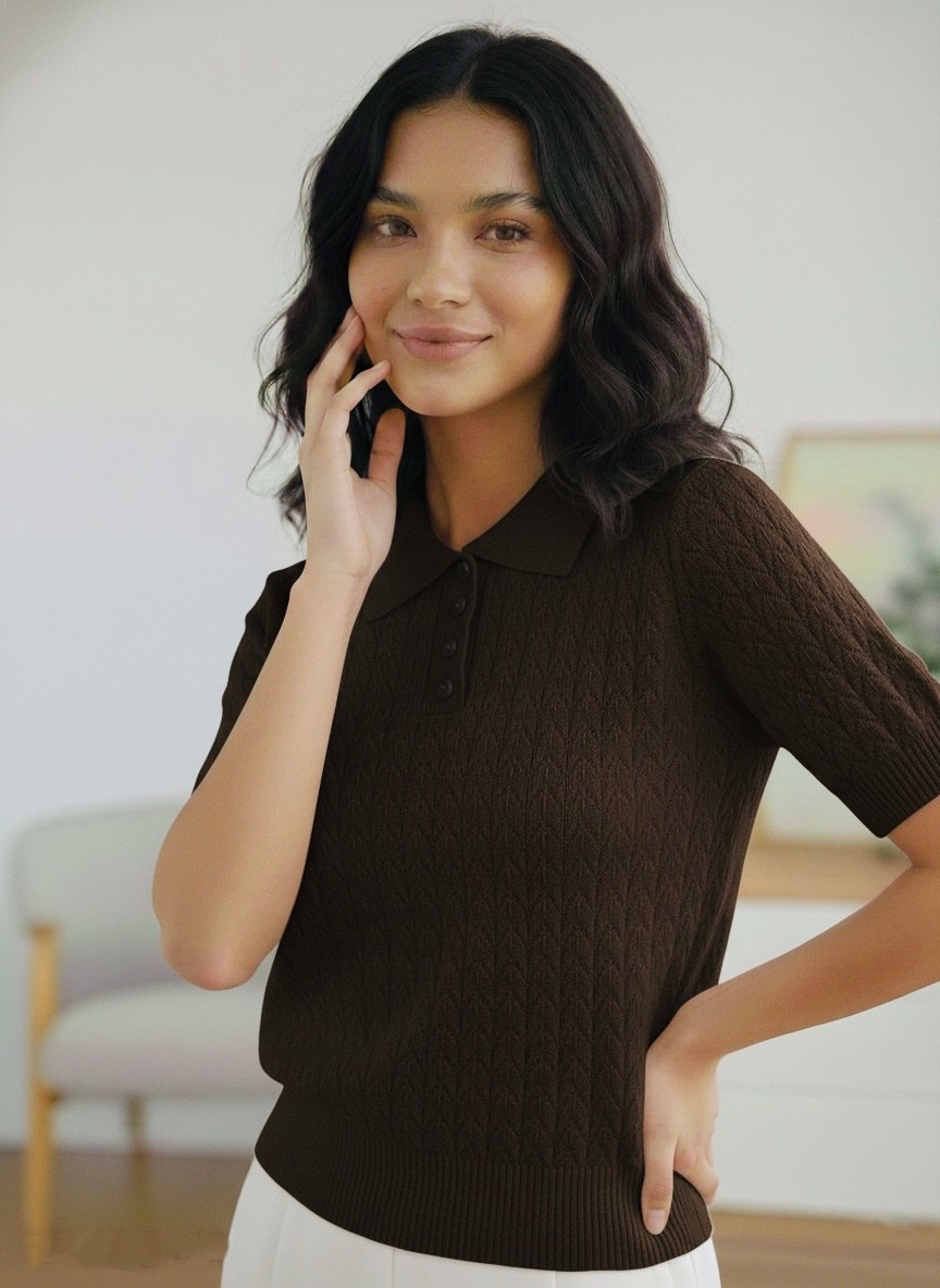 джемпер,джемпер поло,джемпер поло из трикотажа,свитер с воротником,джемпер с короткий рукавом