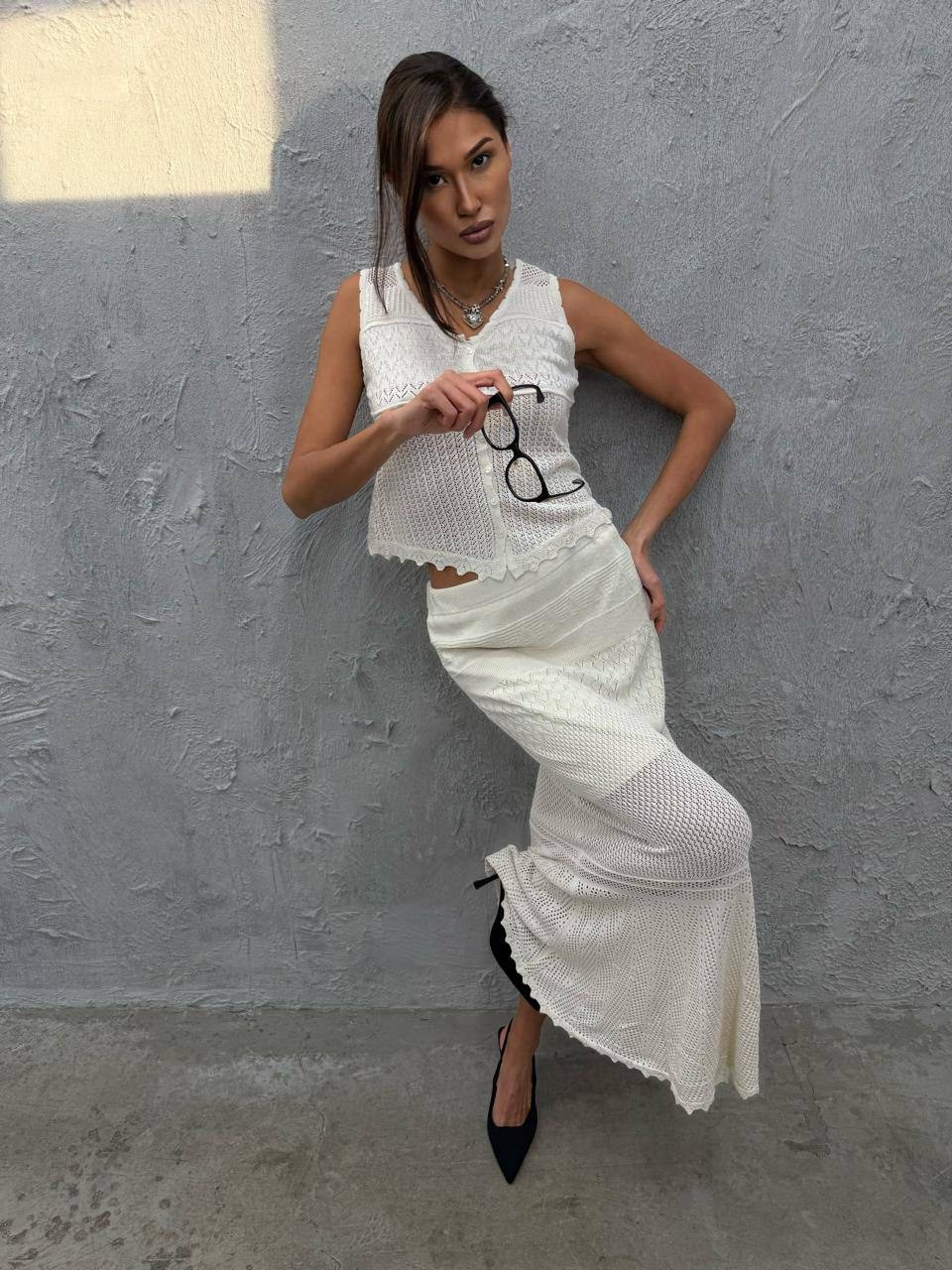 вязаные топы,вязаные костюмы,юбка и топ,ажурная юбка,костюм с юбкой
