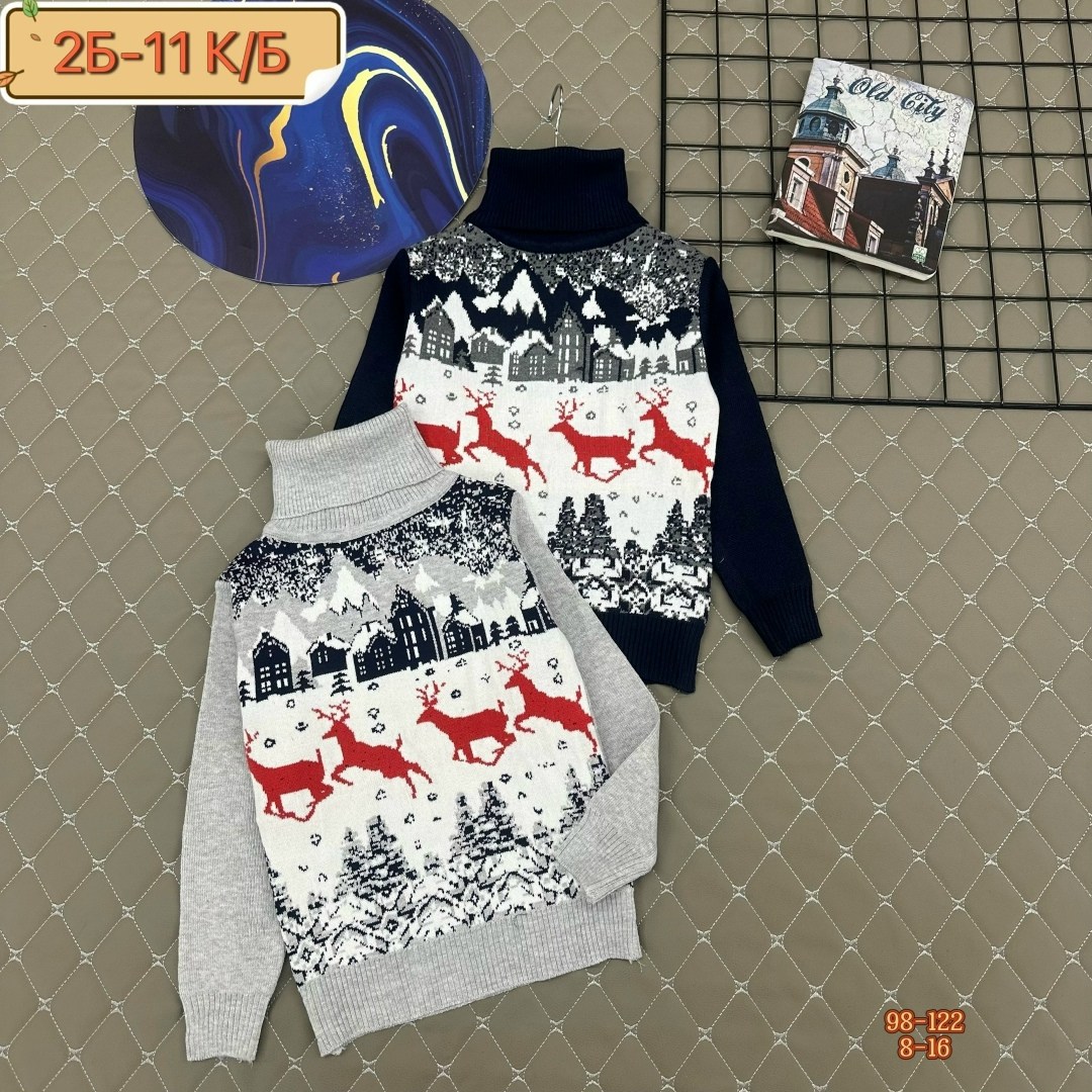 детский свитер с оленями и домиками для мальчиков pulltonic,dvora свитер с оленями/новогодний/детский,детский рождественский свитер для мальчиков pulltonic,свитер новогодний с горлом вязаный с оленями