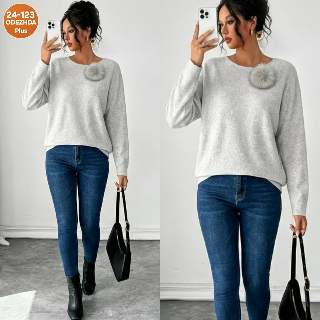 джемпер трикотажный,casual loose solid color crewneck sweater,джемпер,кофта женская,свитер джемпер