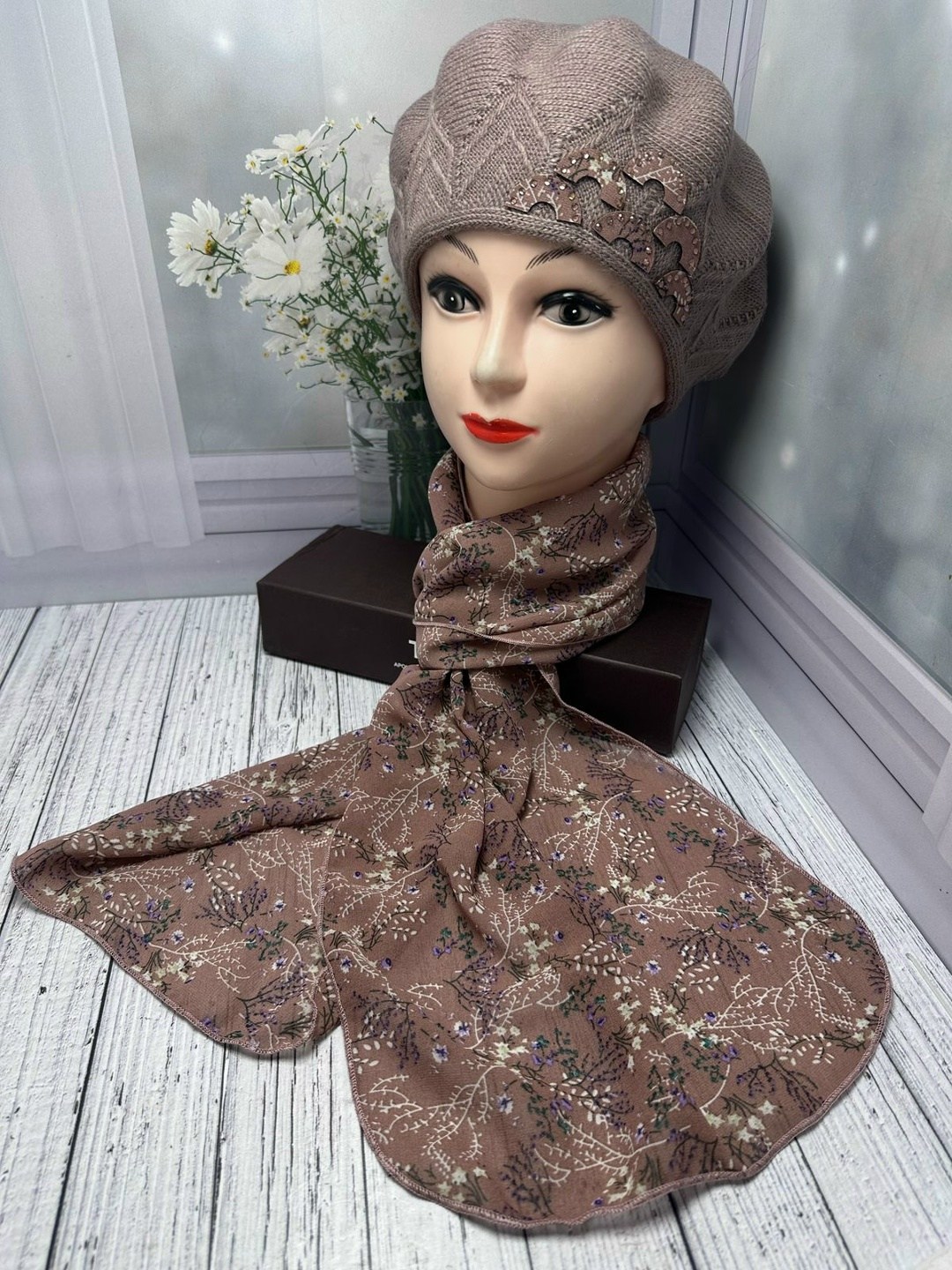 шарфы для женщин,шапка платок,комплект берет с шарфом,платки шарф,шапка и снуд для женщин шерсть