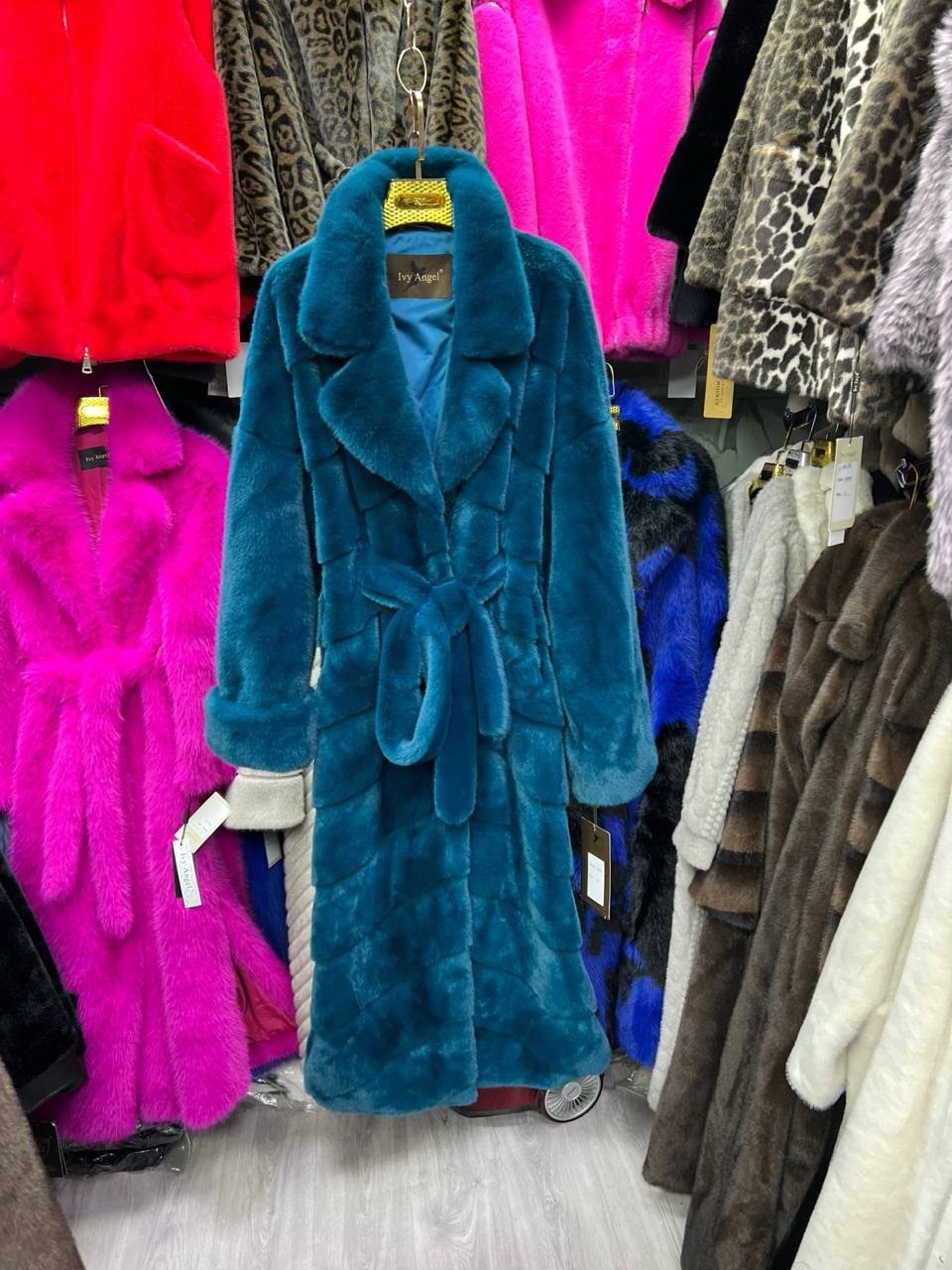 шубка халат из экомеха под кролика teal,шуба норковая,шуба из искусственного меха под бирюзовую норку,шубка,эко шуба