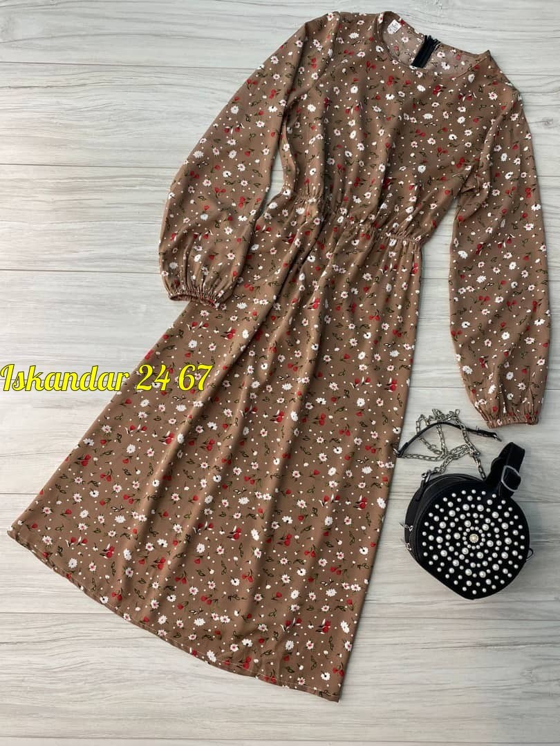 платье женское,платье ,платье женское черное в цветочек с длинным рукавом,платье женское прадо,женское платье миди