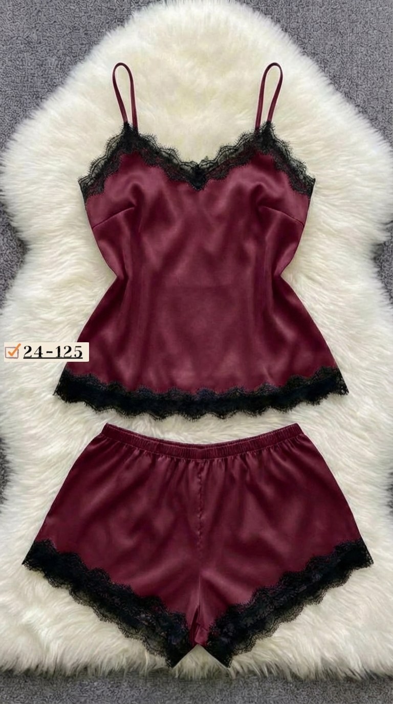 пижама женская,пижама женская топ и шорты,пижама женская топ,женская шелковая пижама топ и шорты с кружевом в черном цвете,пижама комплект женская