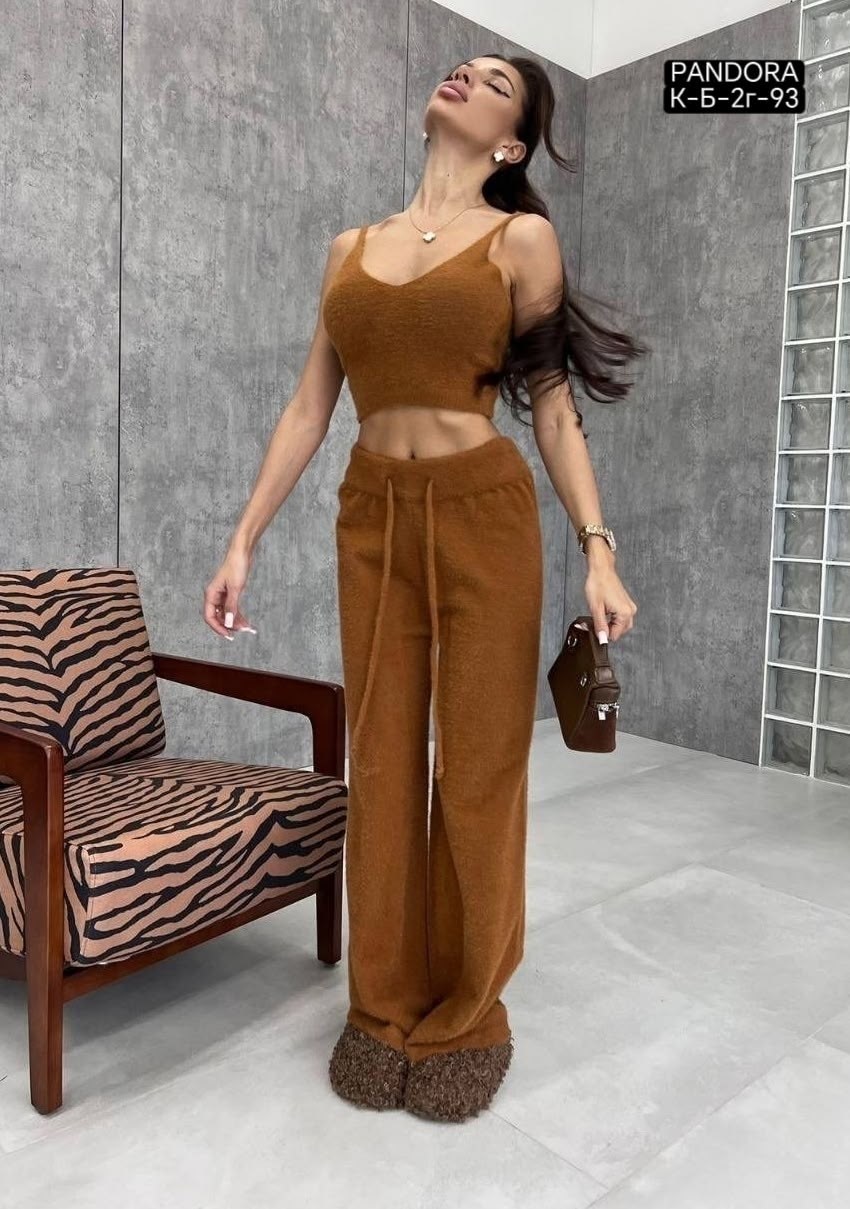 трикотажные костюмы,вязаный костюм пушистый с брюками mclott,вязаные костюмы,костюм женский трикотажный,костюм женский тройка