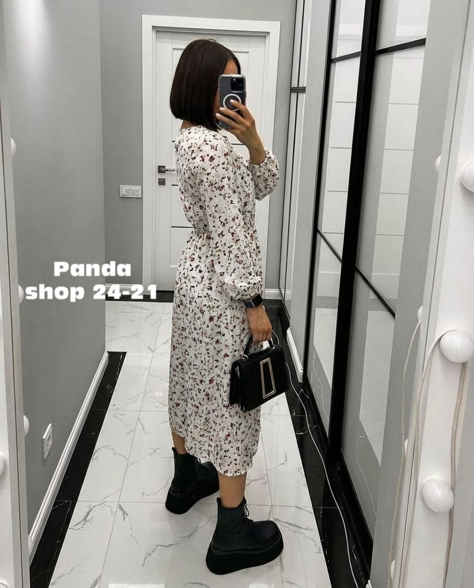 платье женское,платье женское прадо,платье женское черное в цветочек с длинным рукавом,платье ,женское платье миди