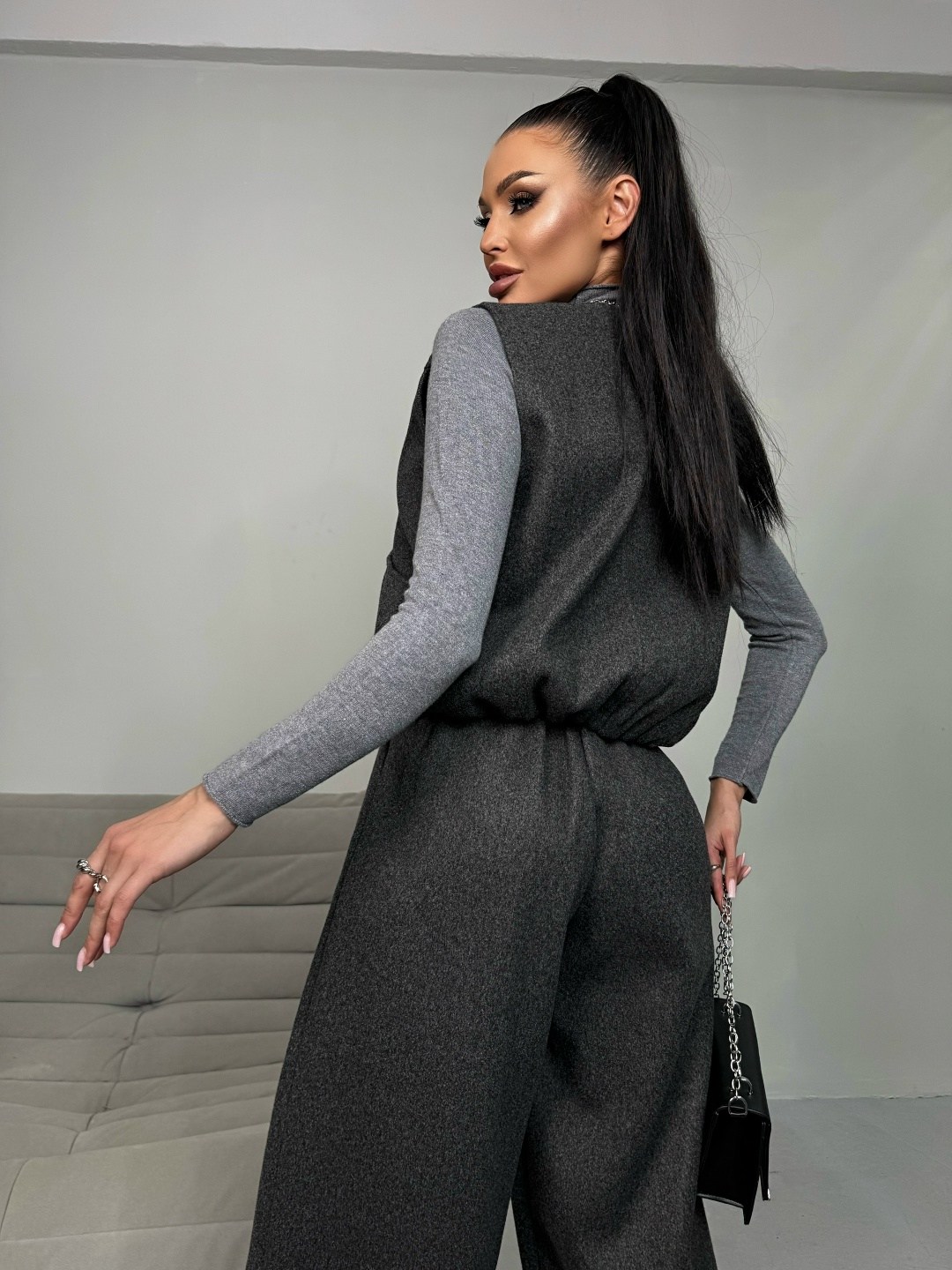 брючный костюм,серый брючный костюм,брючный комплект,костюм брючный женский,костюм брючный тройка