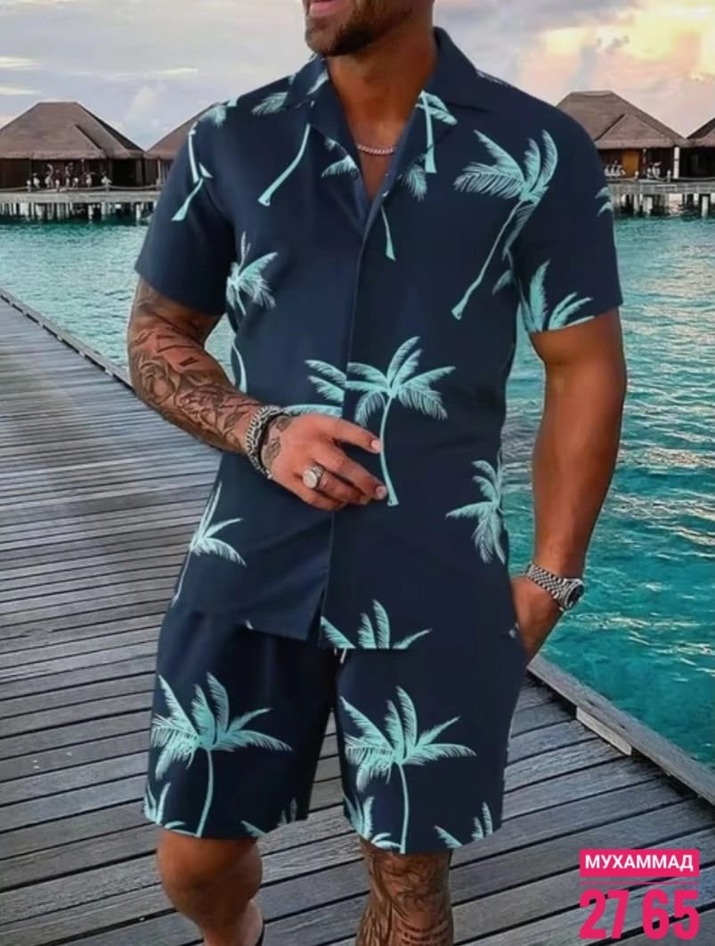 костюм летний мужской,костюм спортивный мужской летнее,летняя ,мужской повседневный костюм,рубашка и шорты мужские комплект