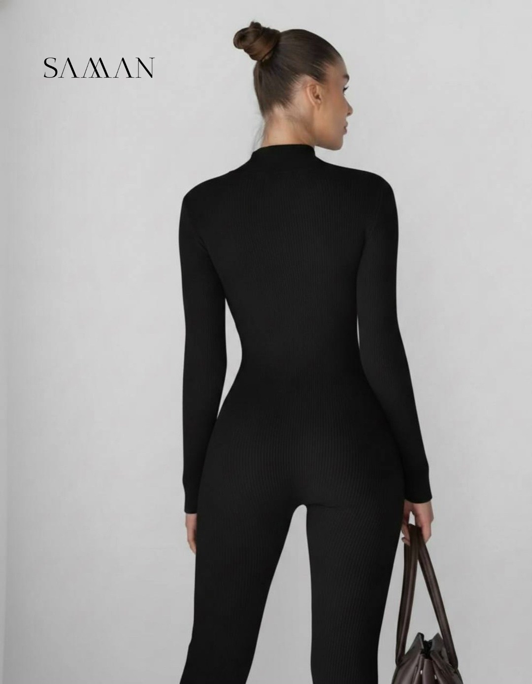 комбинезон спортивный,комбинезон женский,трикотажный комбинезон,комбинезон,женский однотонный облегающий комбинезон на молнии с круглым вырезом и длинными рукавами