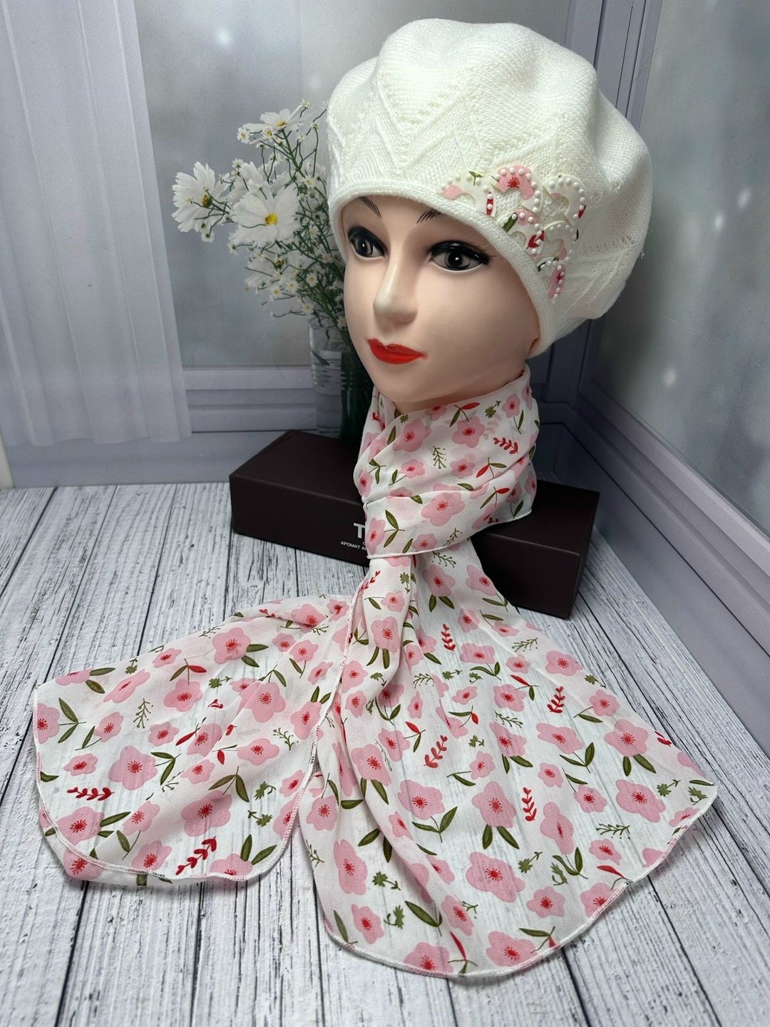 шарфы для женщин,шапка платок,комплект берет с шарфом,платки шарф,шапка и снуд для женщин шерсть