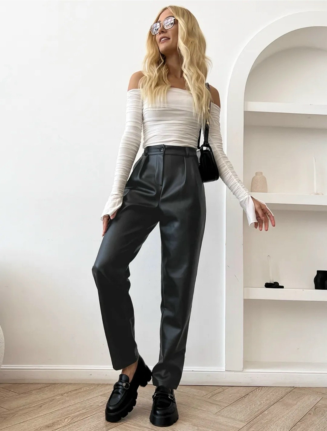 женские кожаные брюки,кожаные брюки,кожаные штаны,брюки из искусственной кожи,брюки из искусственной кожи с высокой талией