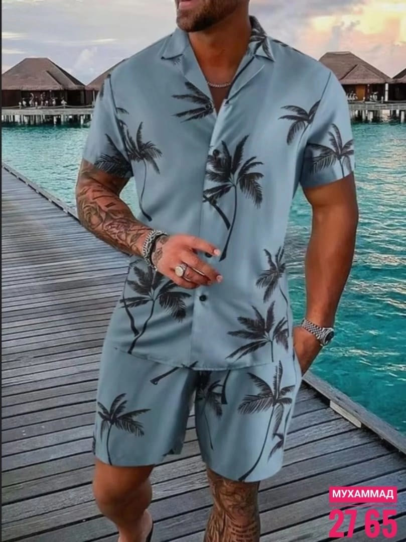 костюм летний мужской,костюм спортивный мужской летнее,летняя ,мужской повседневный костюм,рубашка и шорты мужские комплект