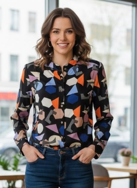 блузка женская,блузка с геометрическим принтом,женская блуза,блуза с геометрическим принтом,блузы