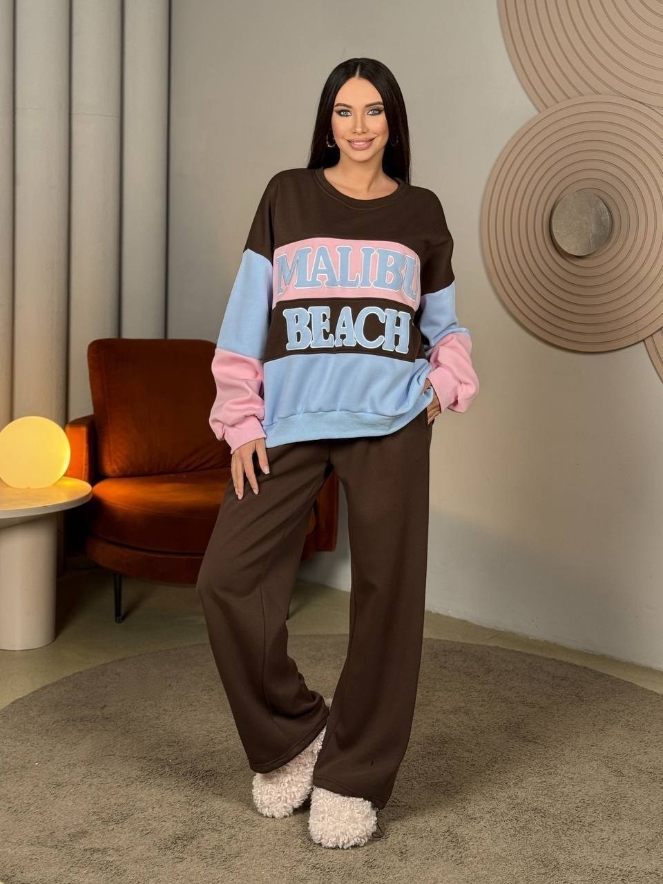 костюм двойка в стиле oversize материал двунитка,женские костюмы оверсайз,свитшот и брюки,спортивный костюм женский,спортивный костюм