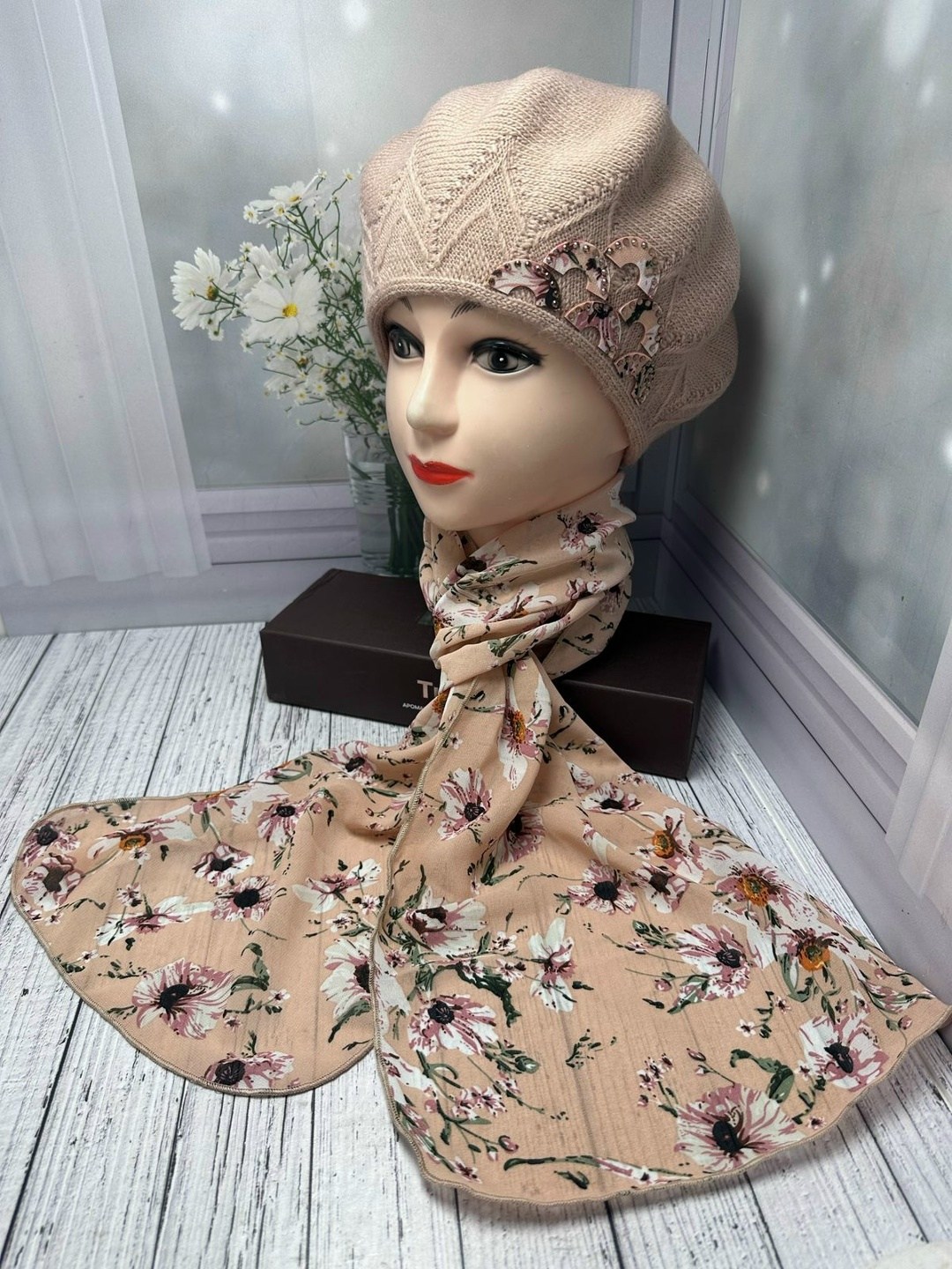 шарфы для женщин,шапка платок,комплект берет с шарфом,платки шарф,шапка и снуд для женщин шерсть