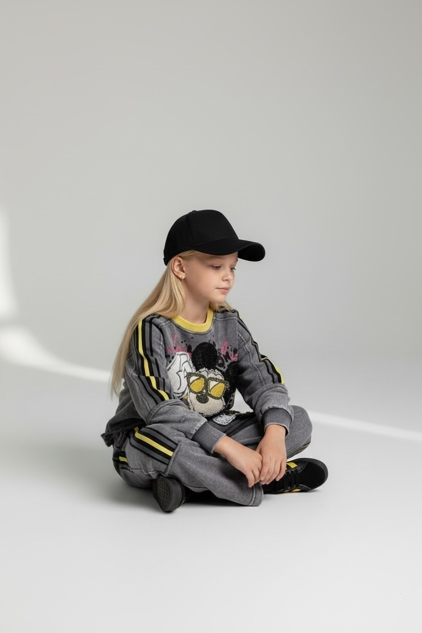 толстовка для девочек,стильный свитшот,комплект для девочек (джемпер, брюки) серый с кроликом,детский костюм,брюки для девочек