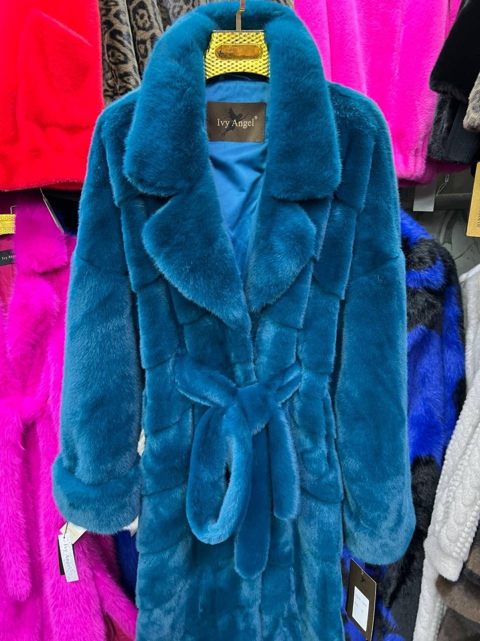 шубка халат из экомеха под кролика teal,шуба норковая,шуба из искусственного меха под бирюзовую норку,шубка,эко шуба