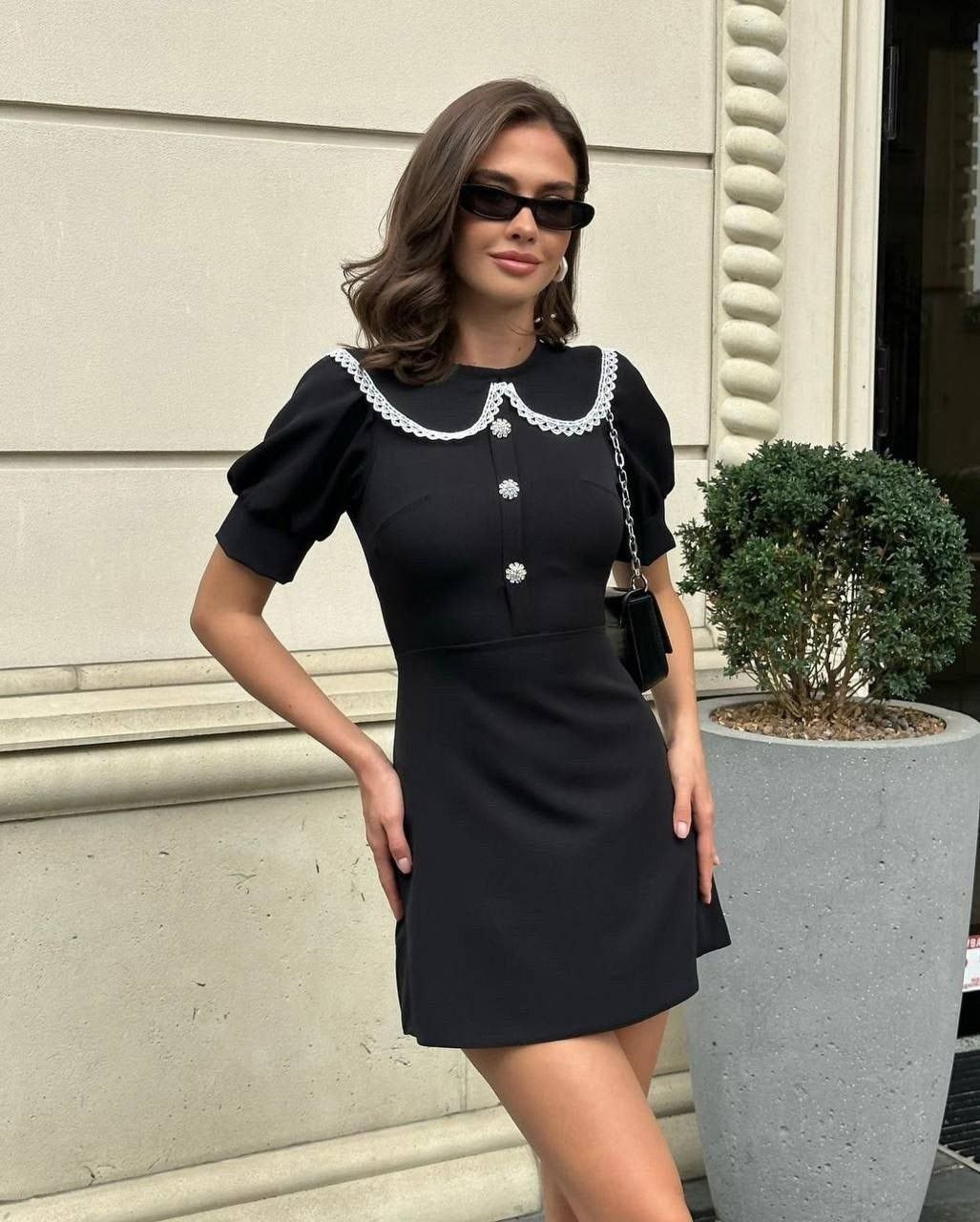 женское платье с воротником,платье с воротником,платье женское,платье с круглым воротником,корейские платья с воротником