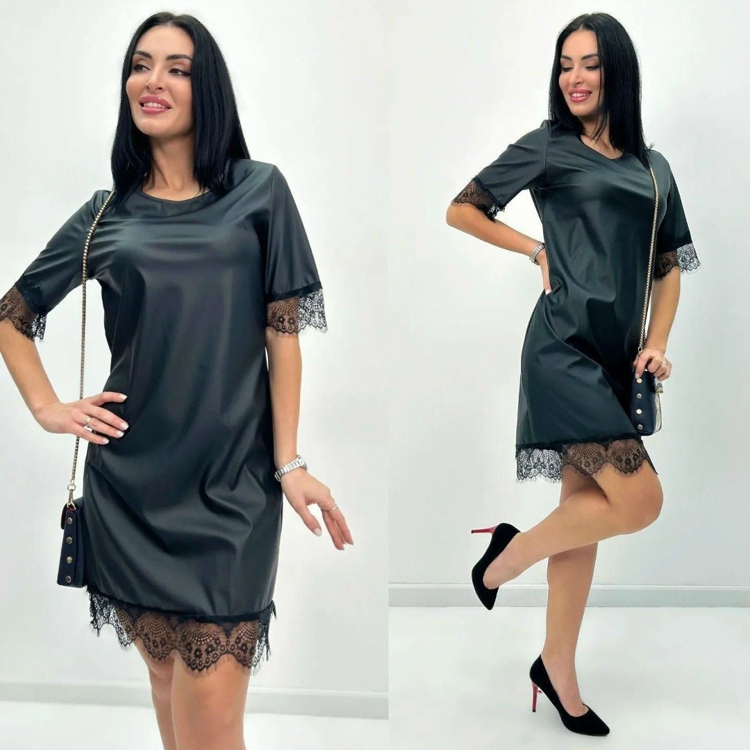 платье из экокожи,кожаное платье,платье с кожаными вставками,кожаное платье трапеция,кожаное платье женское