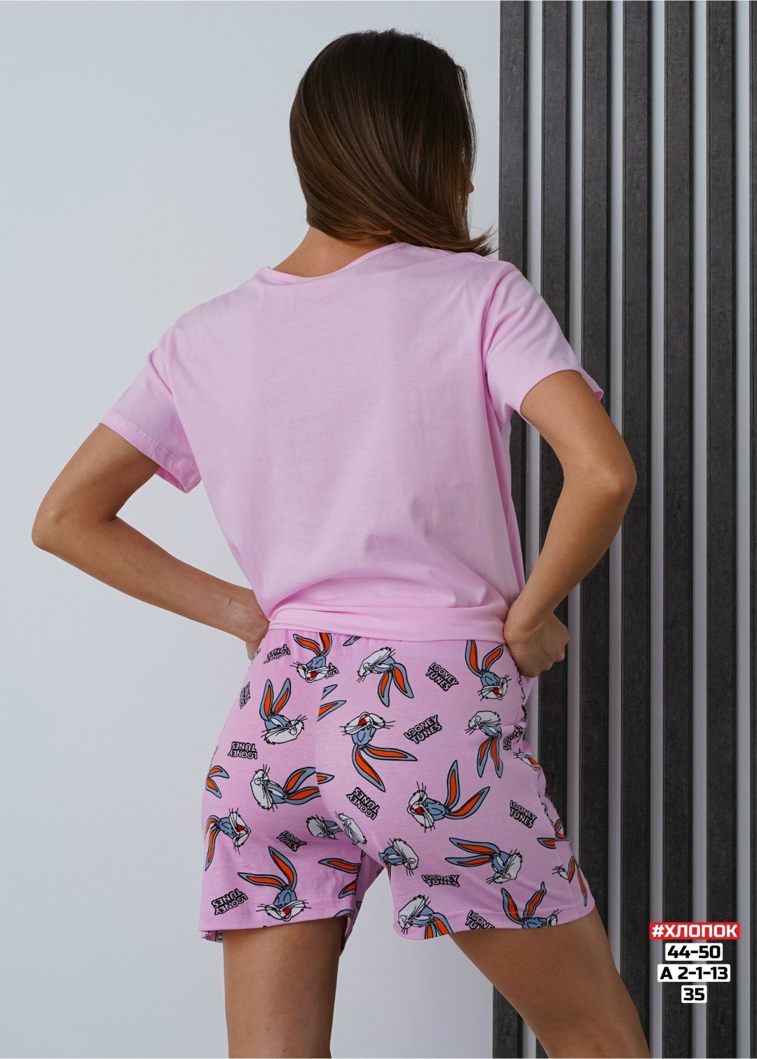 пижама женская,пижама женская с шортам,пижама с шортами,пижама багз банни розовая tim's choice,пижама одежда для дома
