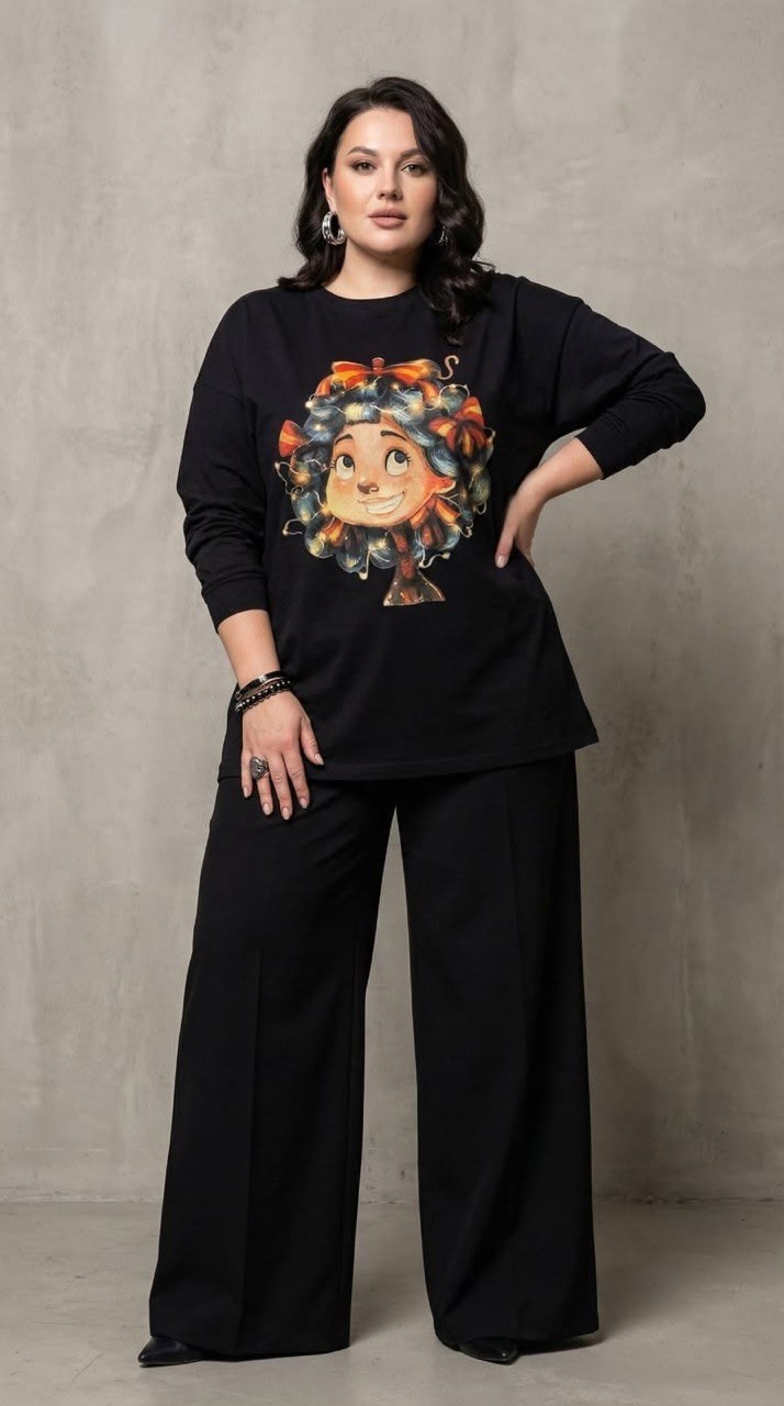 свитшот и брюки,брючный комплект,комплект брючный anastasia 1191.1 темно-синий,костюм комплекты,джемпер свободного силуэта