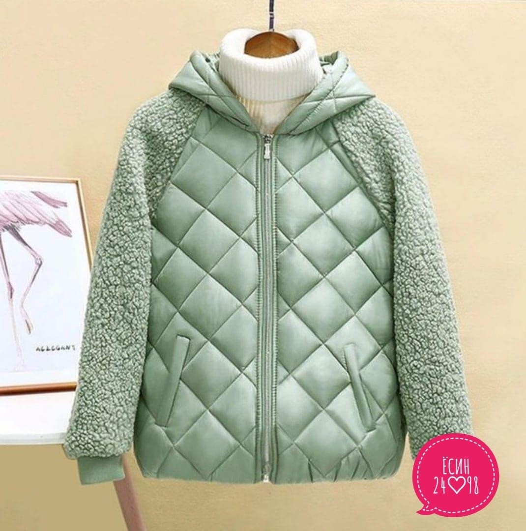 женская куртка из искусственной овечьей шерсти,куртка женская,куртка с овечьей шерстью женская,стеганая куртка,куртка женская короткая