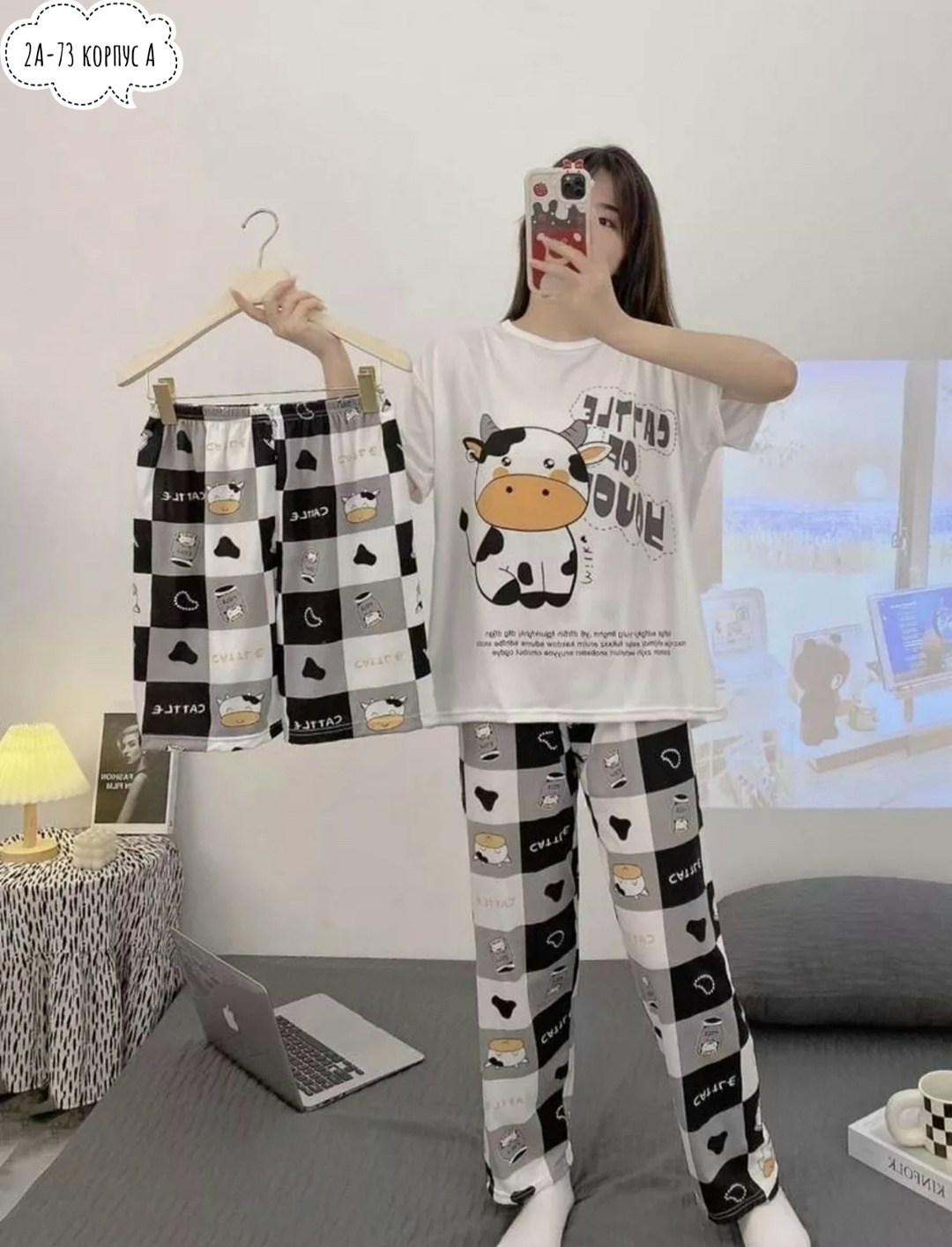 пижама комплект 3 в 1,микки пижама тройка,комплект пижама,пижама женская,пижама 3 в 1 со штанами