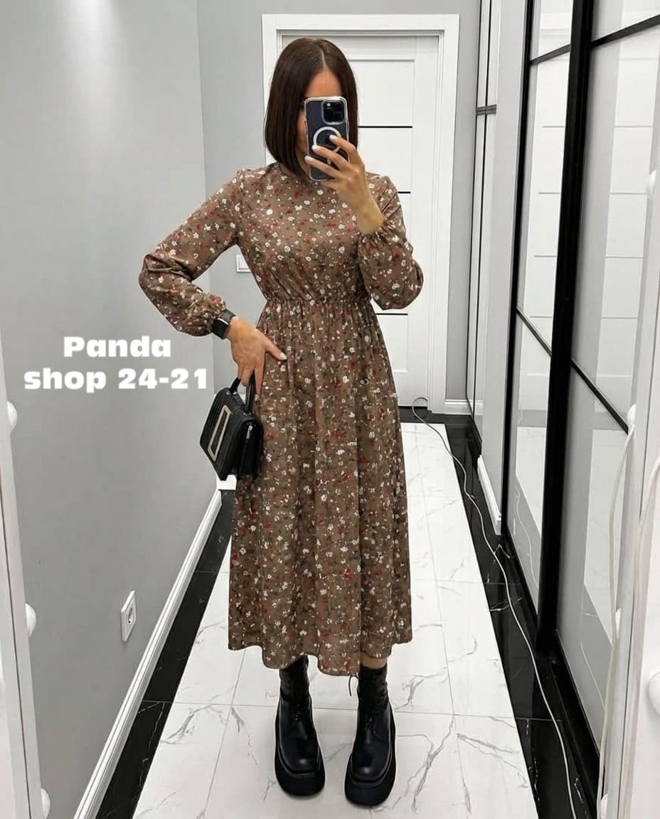 платье женское,платье женское прадо,платье женское черное в цветочек с длинным рукавом,платье ,женское платье миди