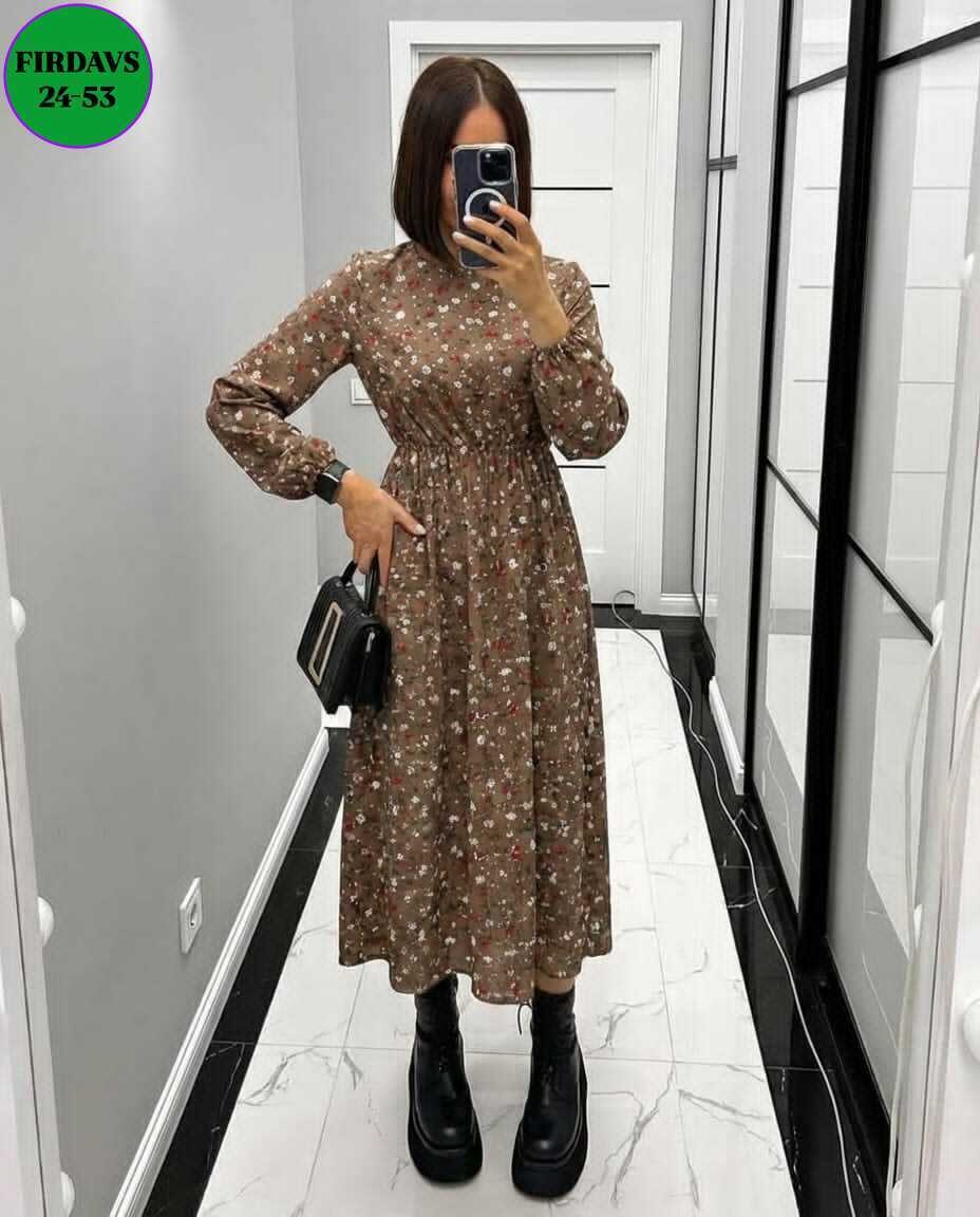 платье женское,платье женское черное в цветочек с длинным рукавом,платье ,модные платья 2026,женское платье миди