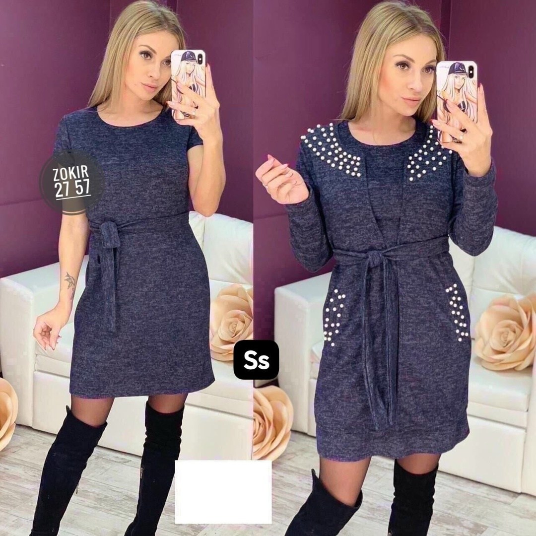 платье+кардиган ангора,костюм двойка женская,кофта женская,трикотажная кофта,женское платье