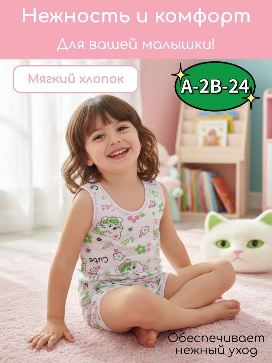 комплект майка и трусы для девочек,комплект маек и трусиков для девочки,нижнее белье для девочек комплект,комплект детский девочка (майка, трусы) № uz025,детское белье нижнее