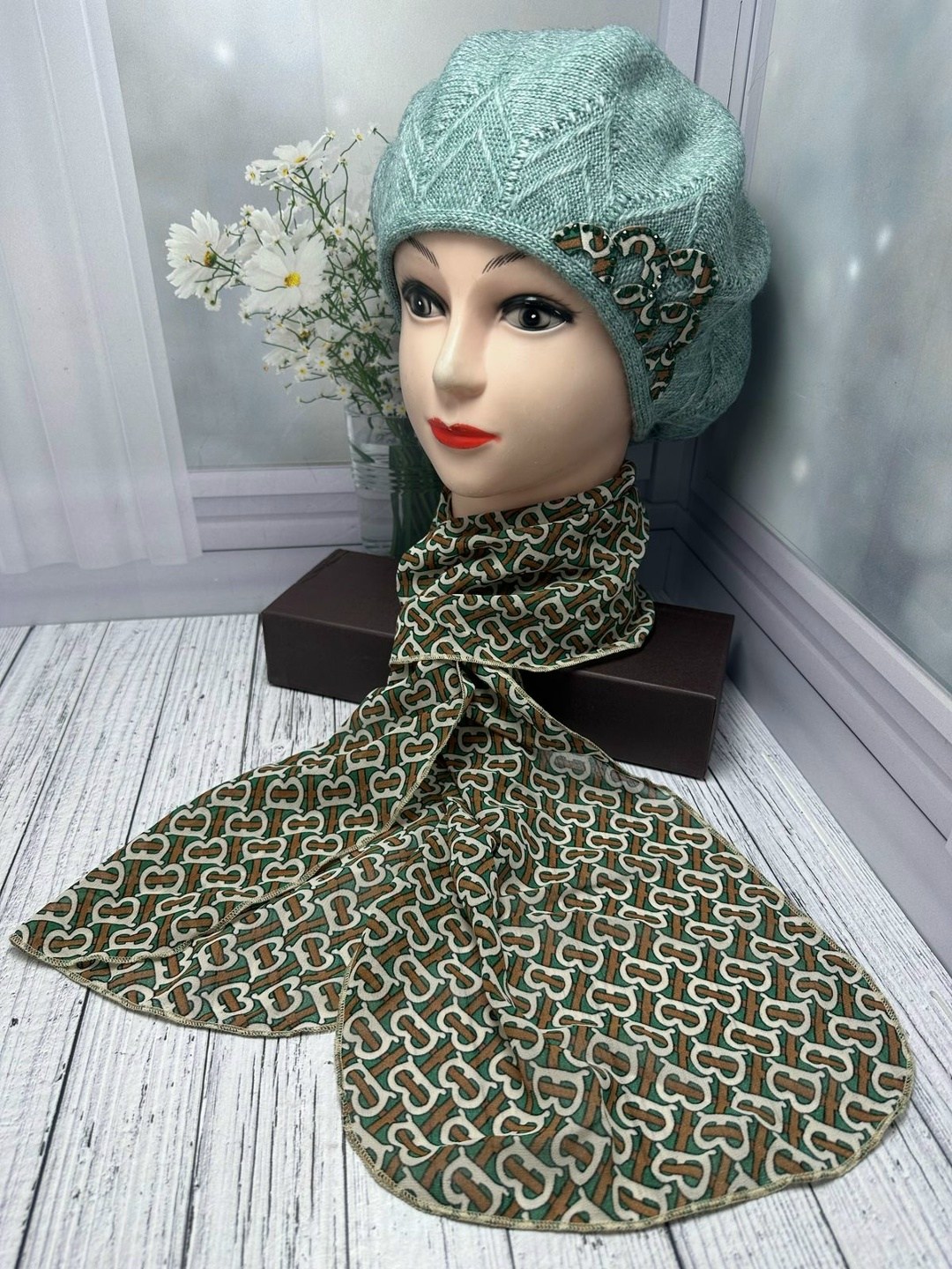 шарфы для женщин,шапка платок,комплект берет с шарфом,платки шарф,шапка и снуд для женщин шерсть