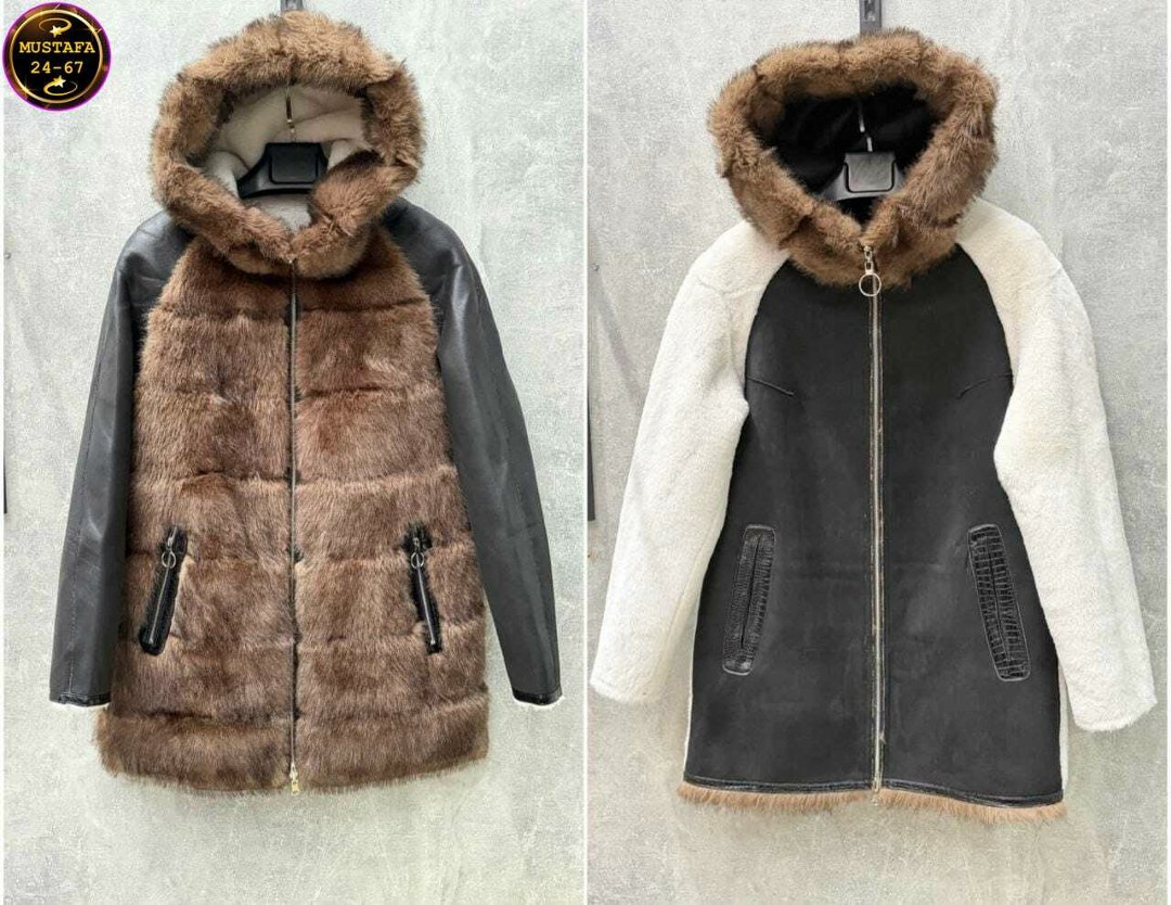 дубленка женская,дубленка двухсторонняя,двусторонние женские дублёнки,дубленка женская из натурального меха овчины крашенный капюшон,дубленка двусторонняя