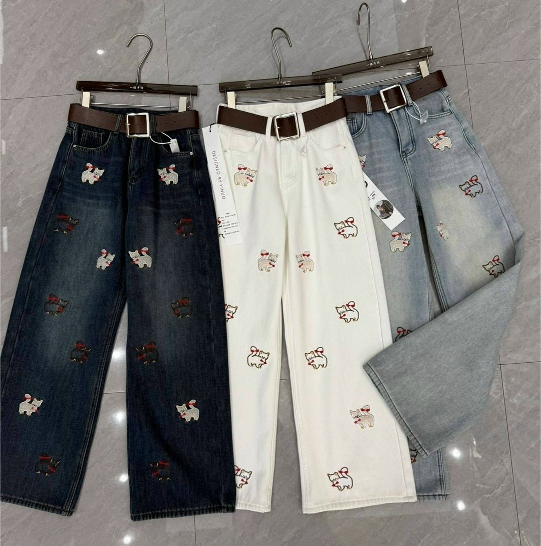 джинсы с вышивкой,женский джинсы,джинсы женские широкие,модные джинсы,джинсовые брюки