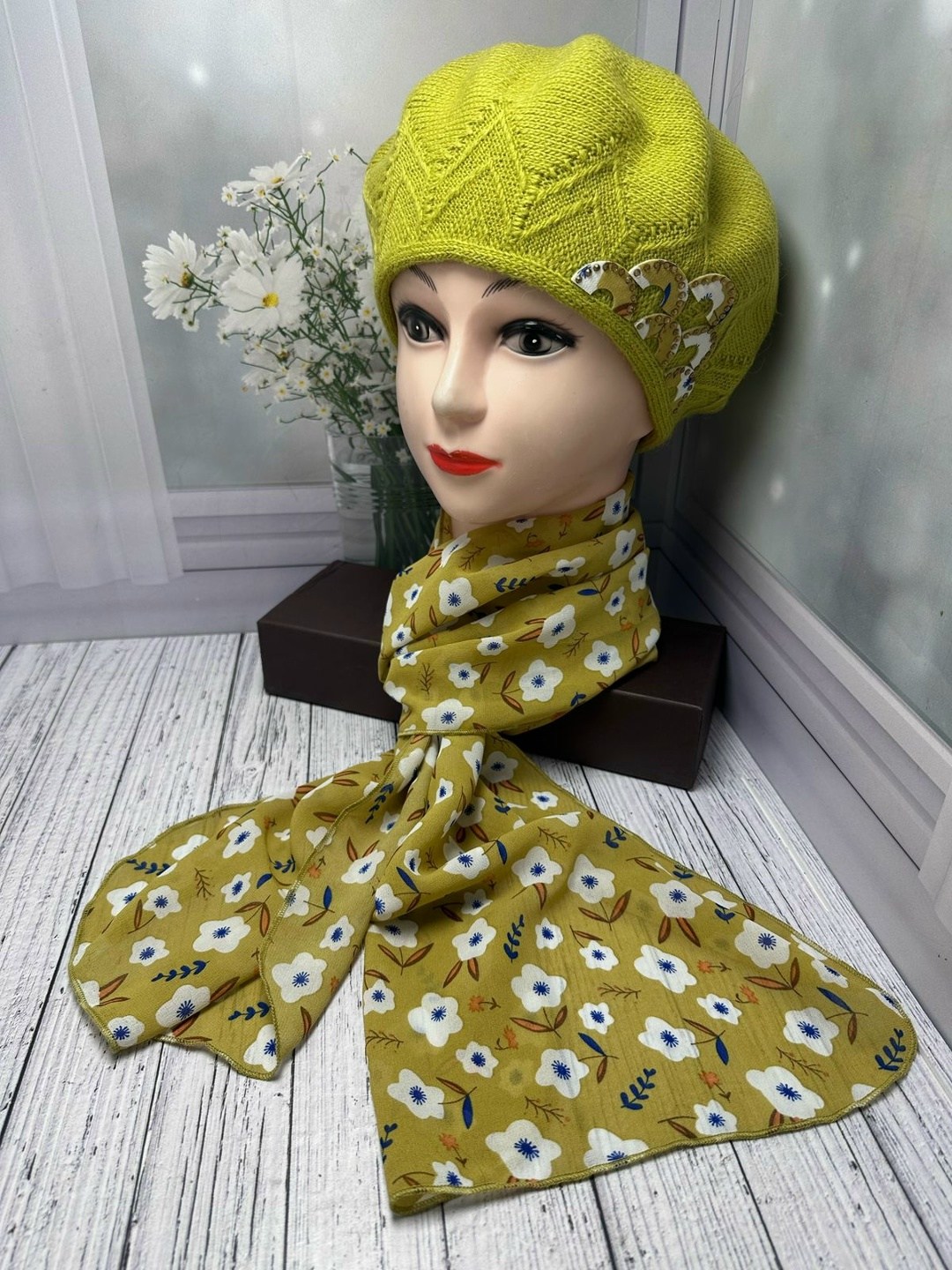 шарфы для женщин,шапка платок,комплект берет с шарфом,платки шарф,шапка и снуд для женщин шерсть