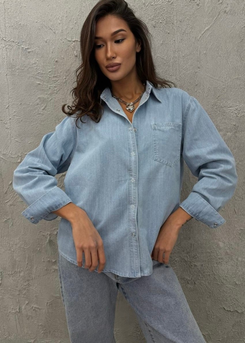 рубашка джинсовая женская,рубашка джинсовая оверсайз цвет голубой,стильная рубашка,рубашка джинсовая,рубашка джинсовая оверсайз