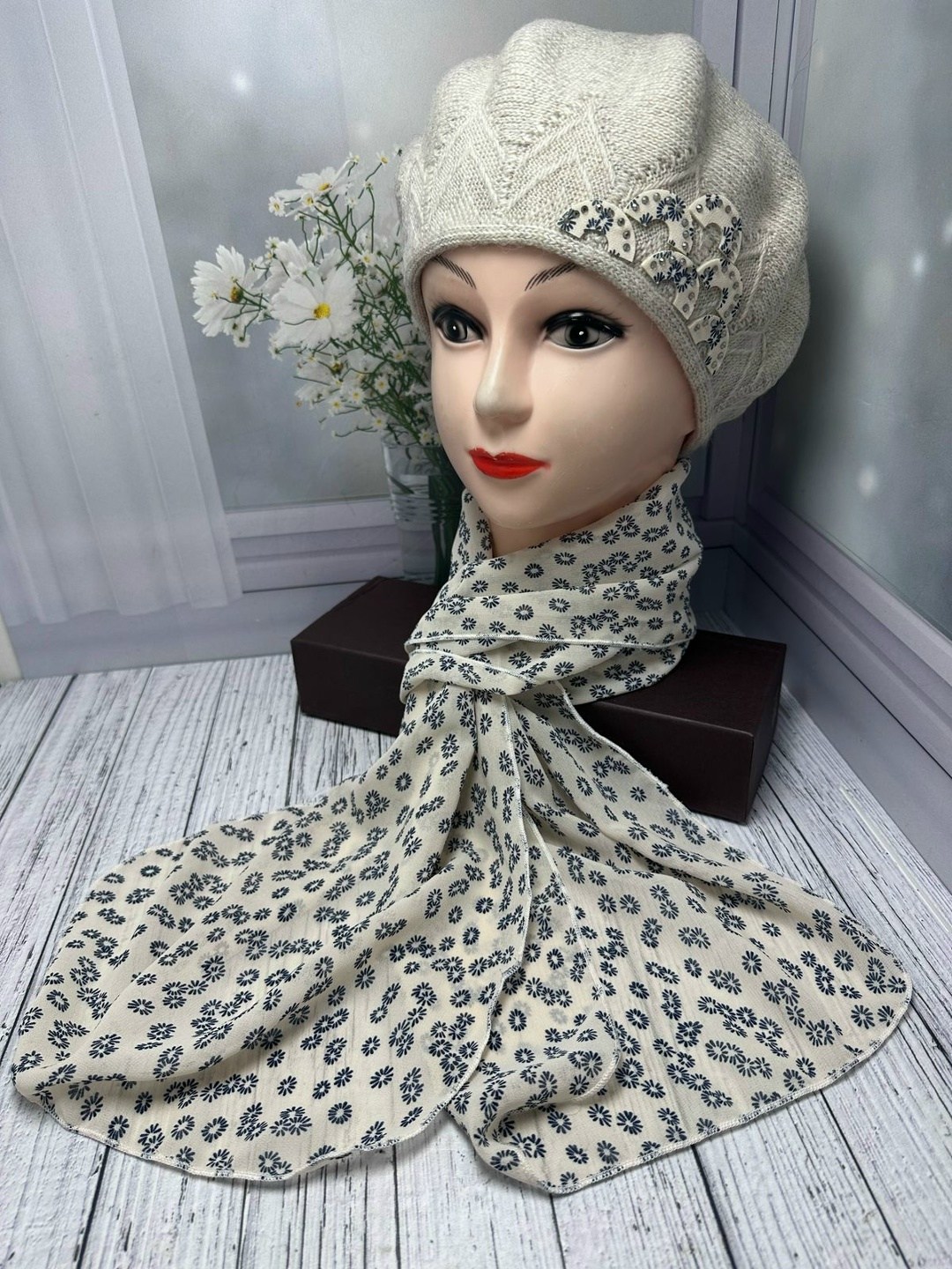 шарфы для женщин,шапка платок,комплект берет с шарфом,платки шарф,шапка и снуд для женщин шерсть