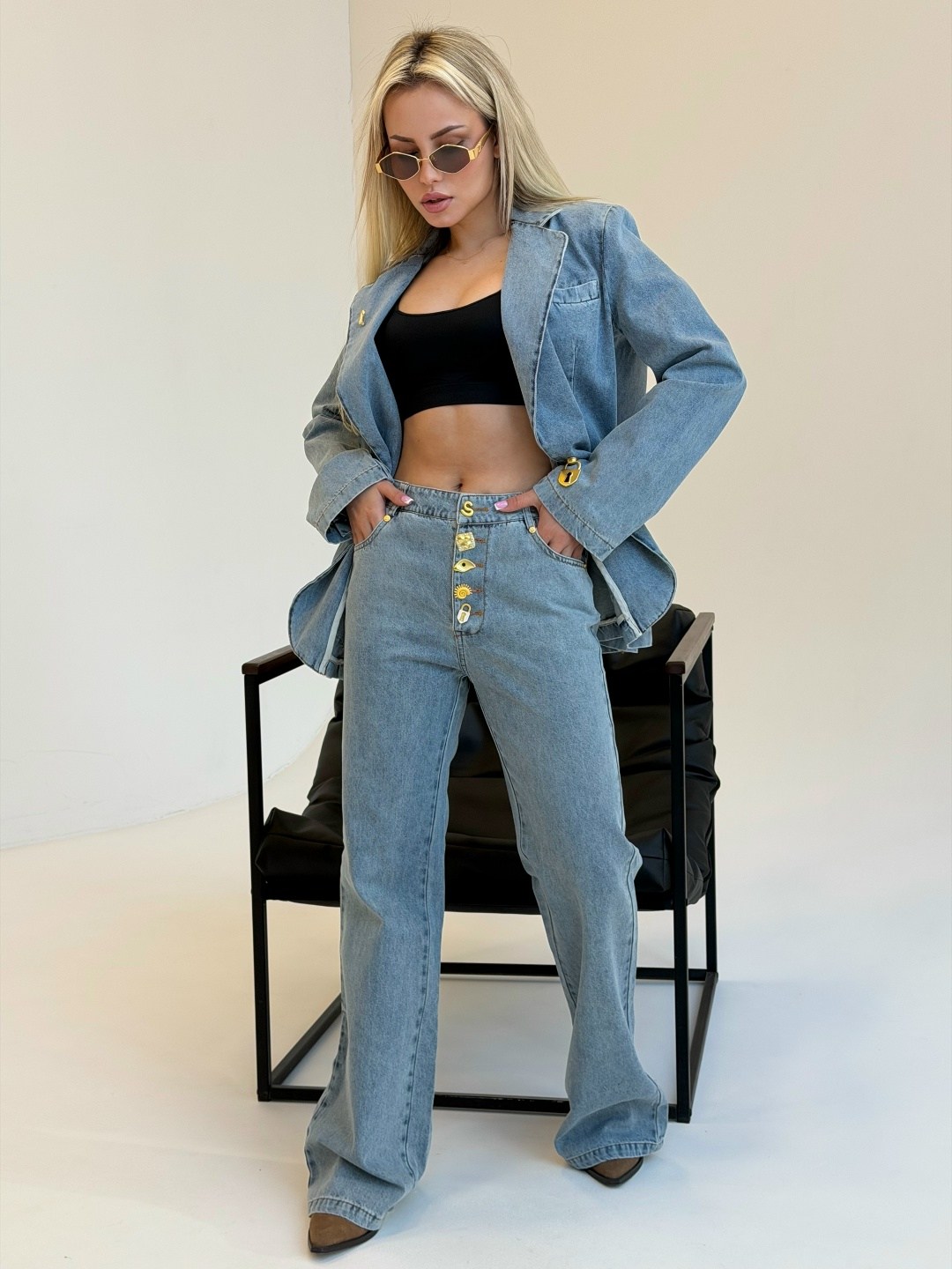 джинсовый брючный костюм,брючные костюмы женские,джинсовый костюм женский брючный,костюм брючной,брючный костюм usova 0050