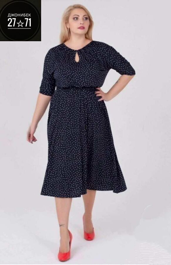 платье женская,платье michel chic 2164 черный горох,нарядное платье,платье большие размеры,платье больших размеров