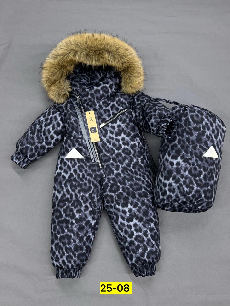 утепленный зимний комбинезон с опушкой at-fashion,комбинезон зима 2025,зимний леопардовый комбинезон для девочки d123,зимний комбинезон для девочек леопард 80 86 92 98,детский зимний комбинезон