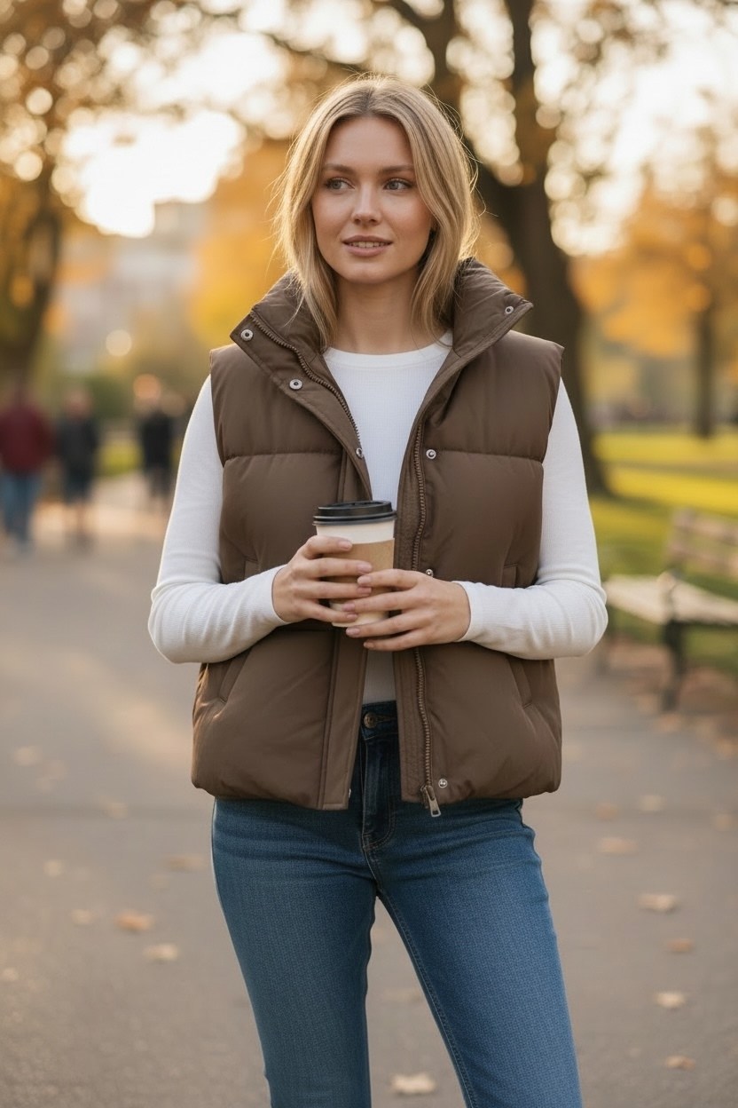 жилет коричневый,жилетка женская,женский жилет,жилет утепленный женский laskita коричневый,жилет утепленная