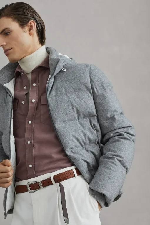 пуховик brunello cucinelli,куртки мужская зимняя,пуховики мужские,серый мужской пуховик,куртка пуховик