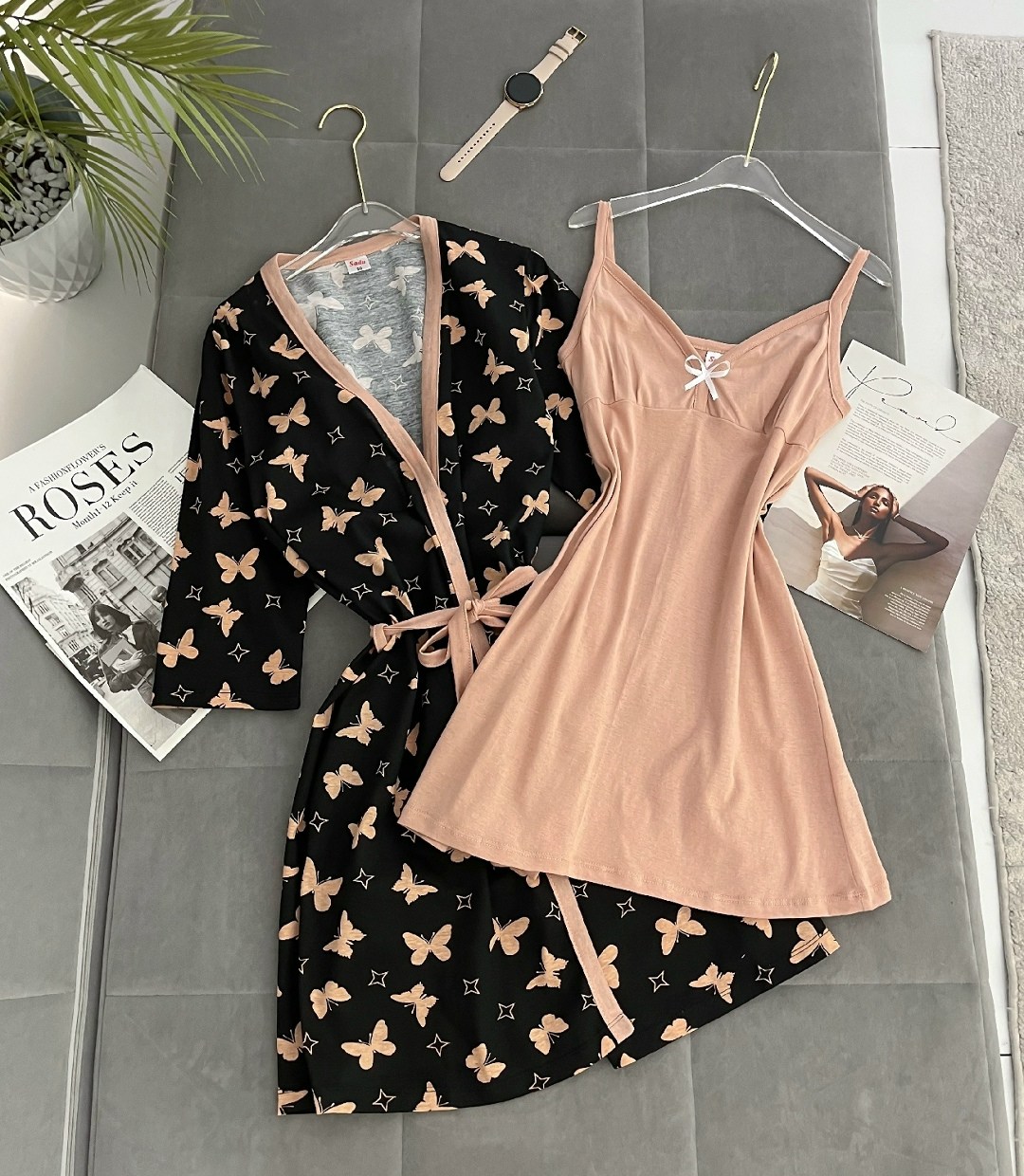 комплект халат сорочка,ночная сорочка с халатом комплект,сорочка с халатом,комплект пеньюар,одежда для дома