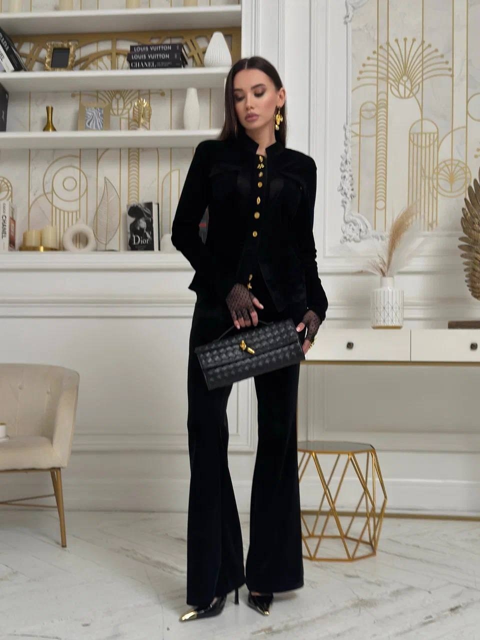 костюм брючный,бархатный брючный костюм,женский вечерний бархатный брючный костюм felicitty,жакет из шелкового бархата черный,брюки женские велюровые в черном цвете