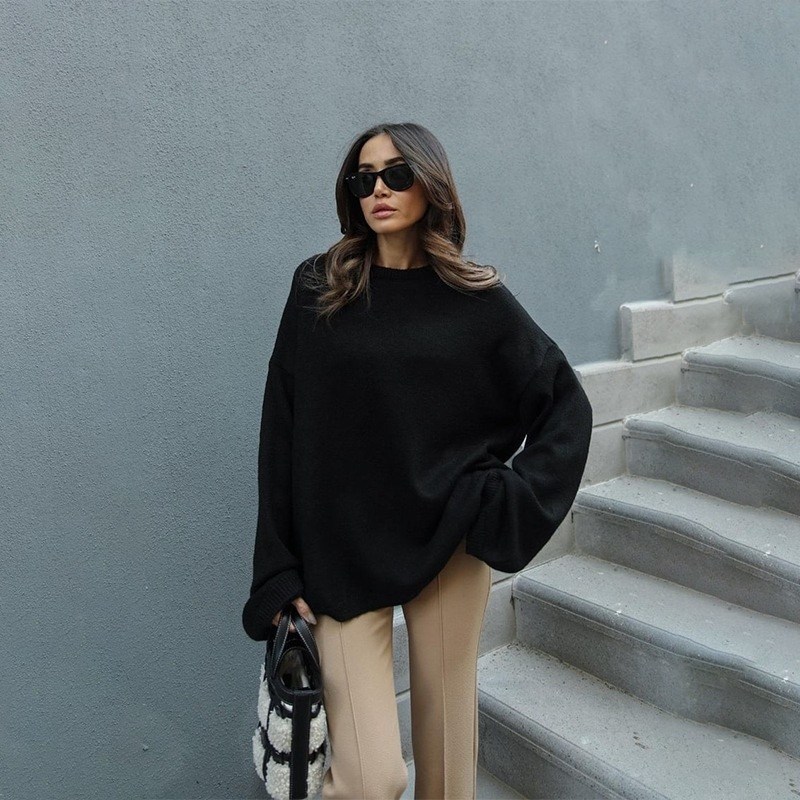 свитер оверсайз usmon style,модный свитер,пуловер оверсайз,базовый свитер,вязаный свитер оверсайз