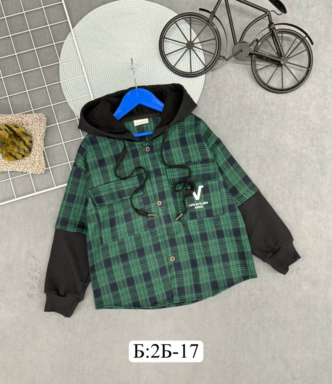 рубашка для мальчика,рубашка с капюшоном для мальчика,рубашка с капюшоном,рубашка клетчатая комбинированная с капюшоном kid's love,детская рубашка