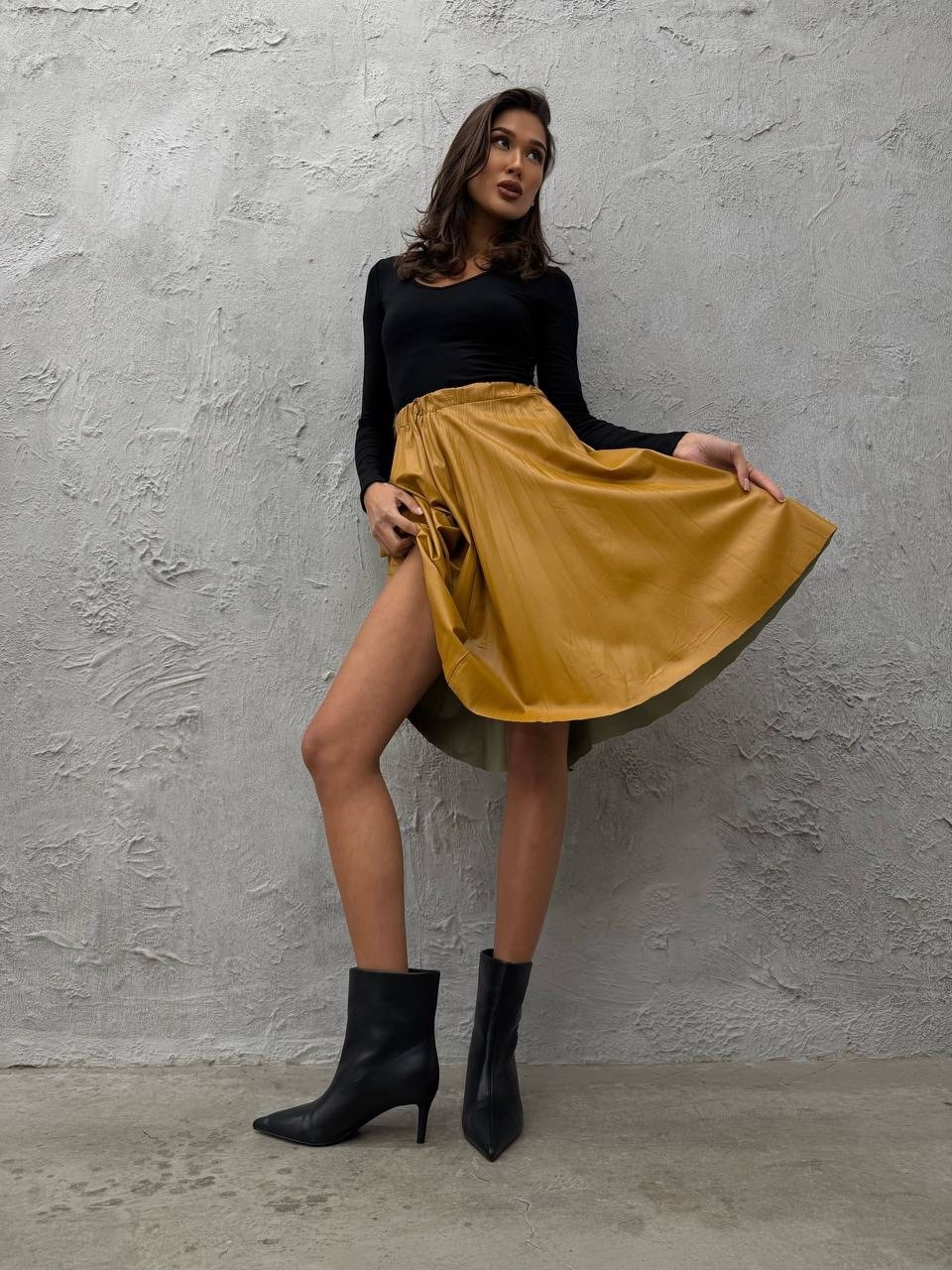 юбка кожаная,юбка кожаная миди,юбка кожаная миди трапеция narcsisse & moloko,коричневая кожаная юбка,юбка из искусственной кожи