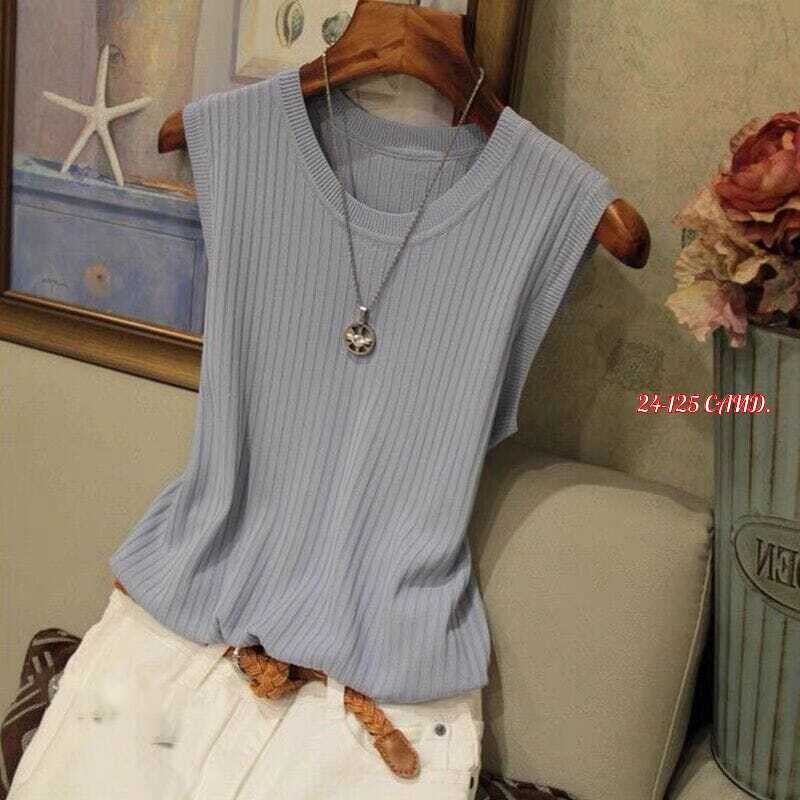 трикотажный жилет,женский летний жилет с круглым вырезом без рукавов,женский жилет с круглым вырезом,трикотажный жилет топ с круглым вырезом,блузка без рукавов женская