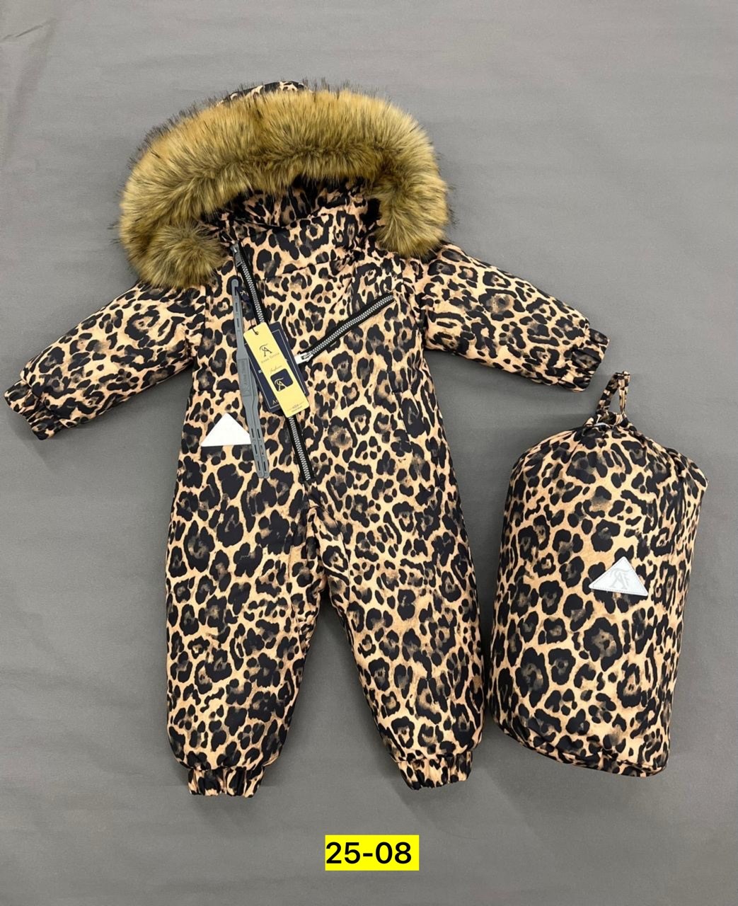 утепленный зимний комбинезон с опушкой at-fashion,комбинезон зима 2025,зимний леопардовый комбинезон для девочки d123,зимний комбинезон для девочек леопард 80 86 92 98,детский зимний комбинезон